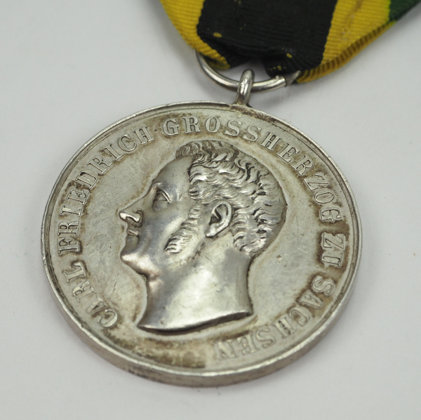 Sachsen-Weimar-Eisenach: Verdienstmedaille, Carl Friedrich (1834-1857), in Silber.Silber, am Bande. - Image 2 of 3