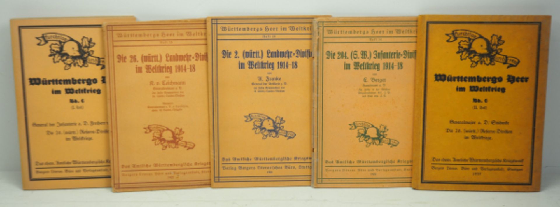 Württemberg: Lot von 5 Regimentsgeschichten.Diverse.Zustand: II