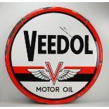 Emailleschild: Veedol Motor Oil - Ø 75 cm.Kanten bestoßen.Durchmesser ca. 75 cm.Zustand: II