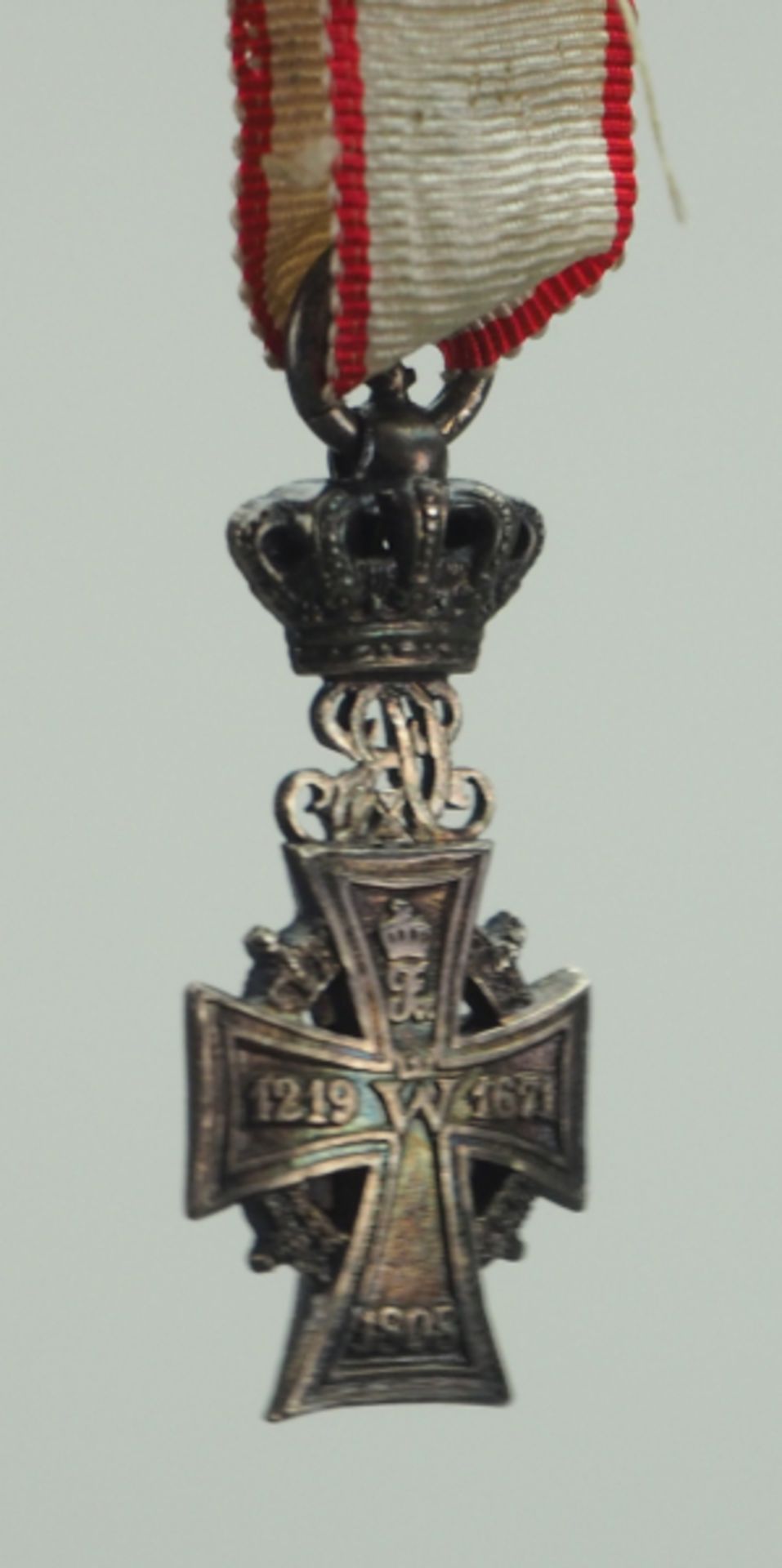 Dänemark: Dannebrog Orden, Christian X. (1912-1947), Dannebrog )Männer Kreuz Miniatur.Silber, - Image 2 of 2