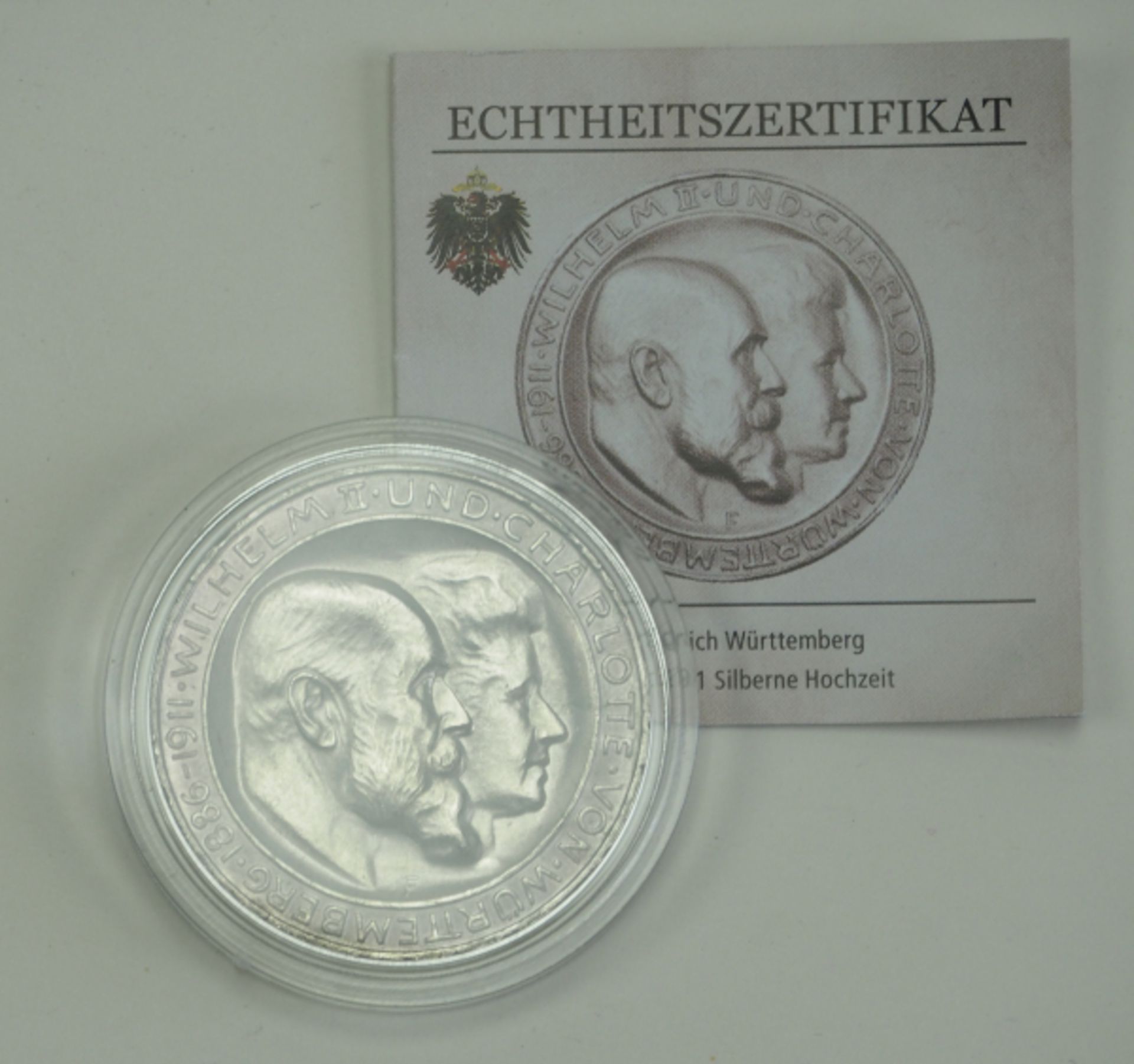 Württemberg: Wilhelm II., 3 Mark 1911.Silber, in Kapsel.Zustand: II