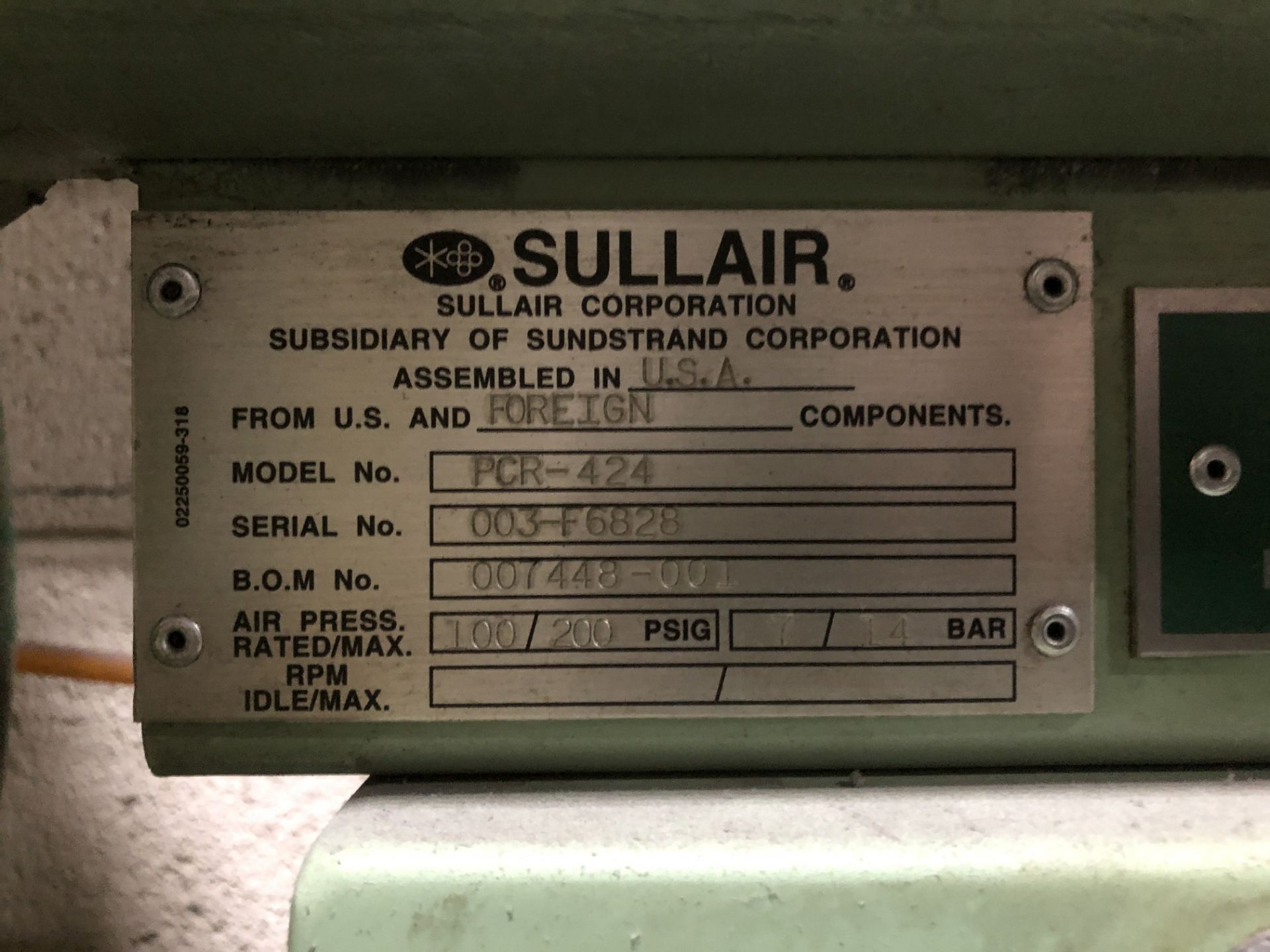 Sullair 300 HP Two-Stage Rotary Air Compressor, Model TS-32 300L ACAC, S/N 003-104255, (2) Sullair - Image 10 of 11