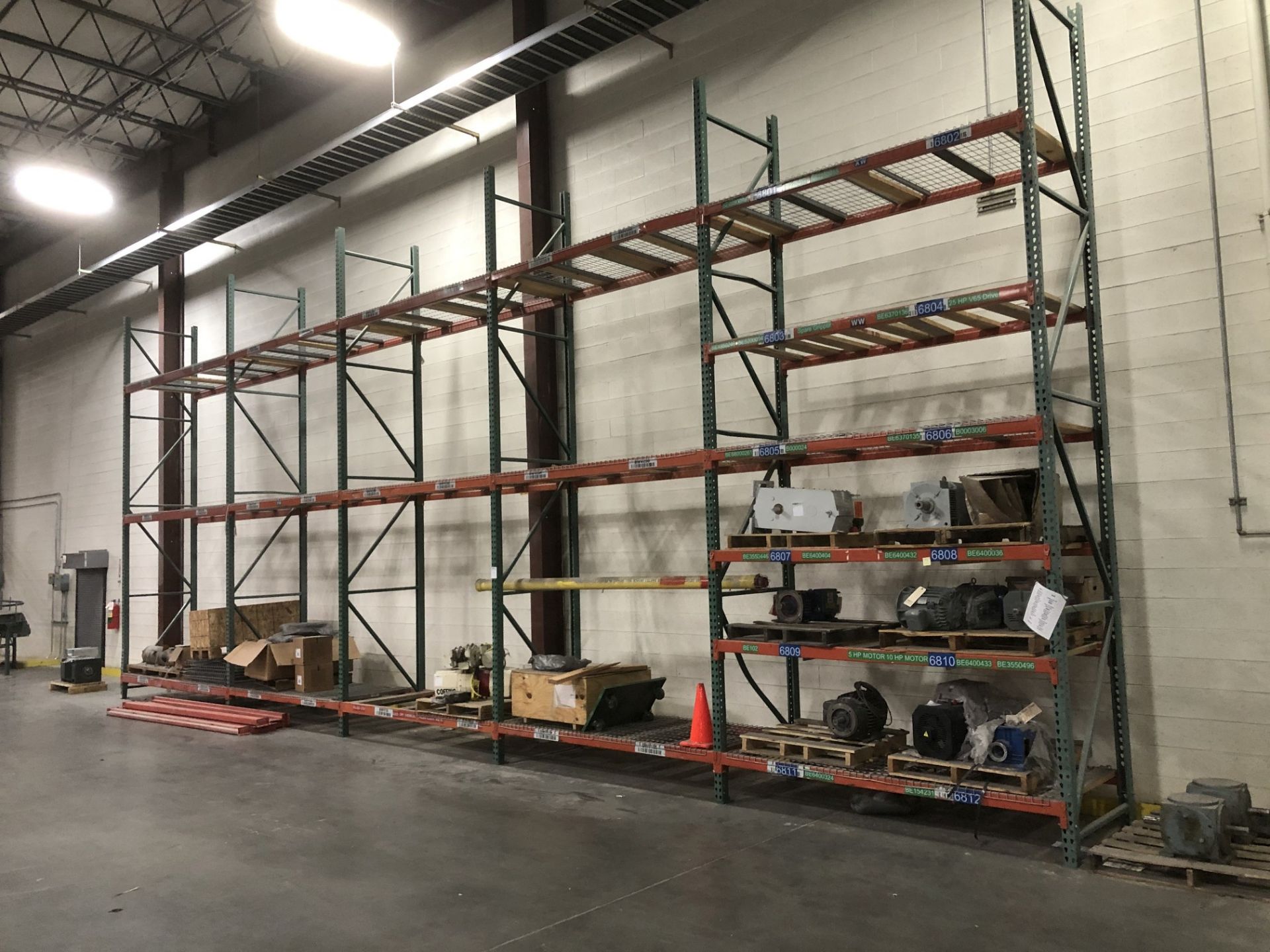 (5) Sections of Pallet Racking; (6) 42" Deep x 18' High Uprights, (12) 120 " Long Crossbeams, (30)