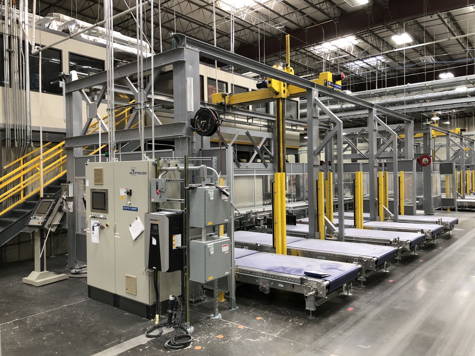 2003 SIG Elettric80 Gantry Robot Palletizing Cell, Allen-Bradley 1500P Control, (5) 4' Wide