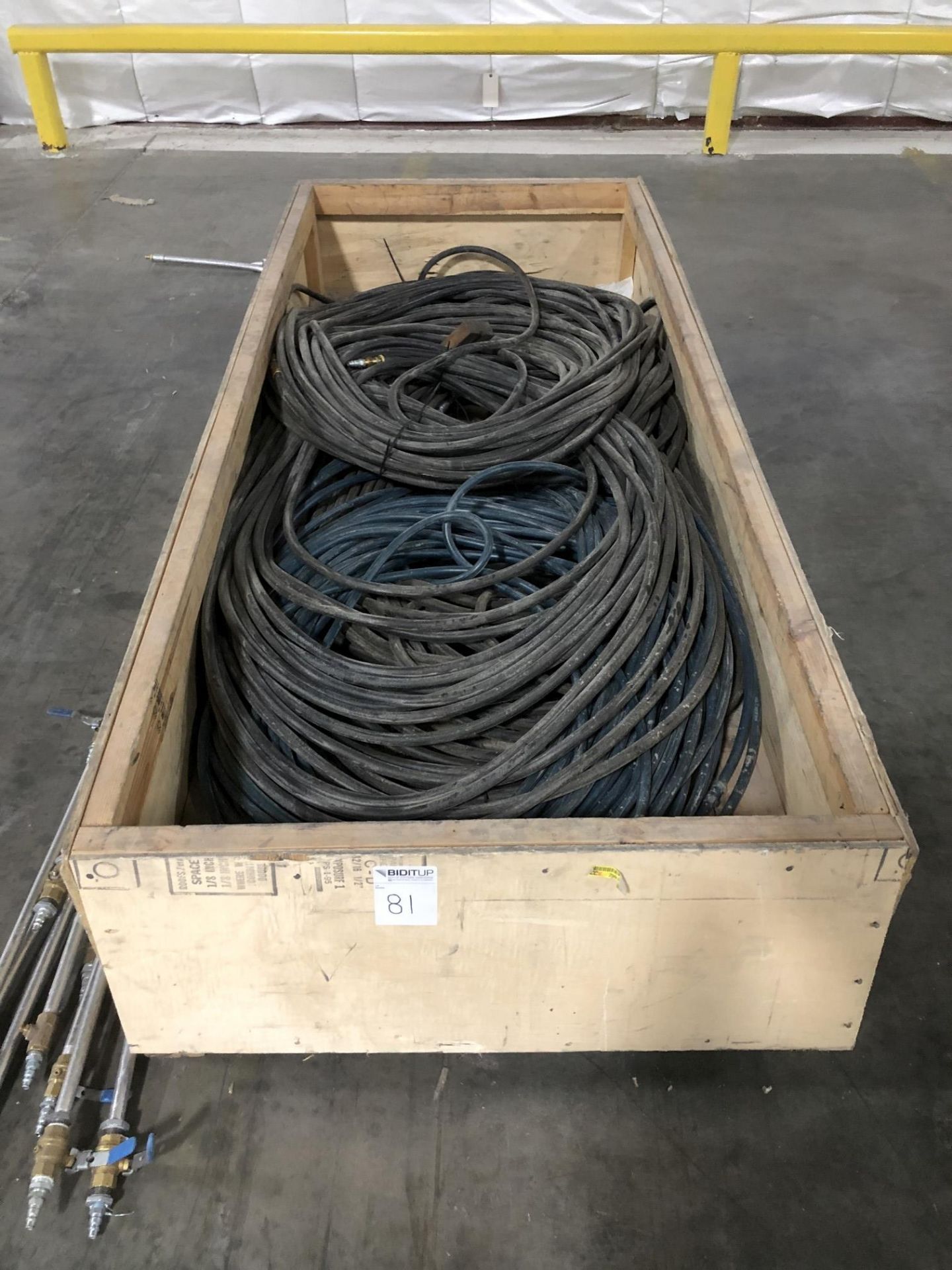 Wooden Box w/ Large Quantity of Hoses