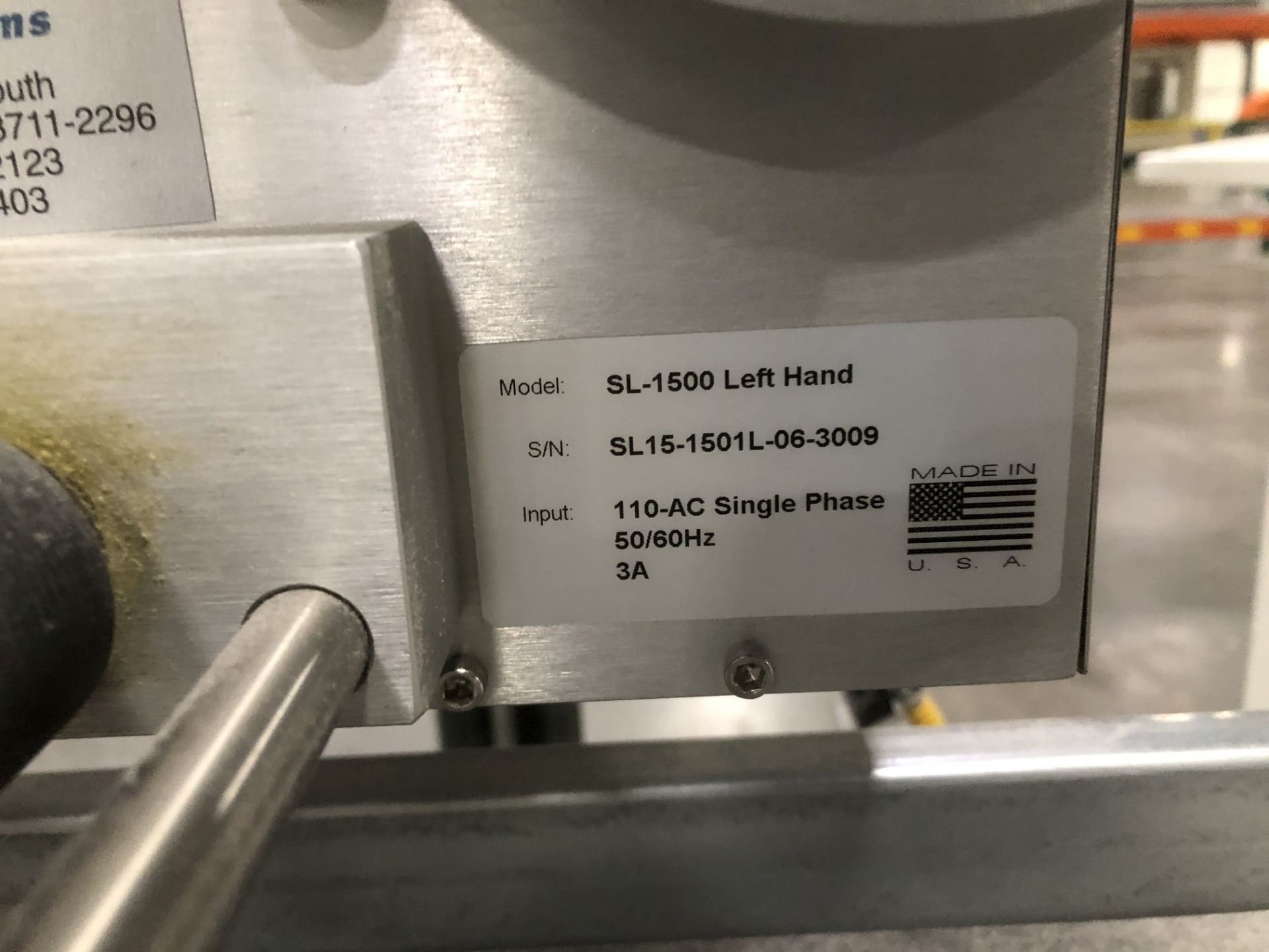 Universal Label Applicator, Model SL1500 Left Hand, S/N SL15-1501L-06-3009 - Image 8 of 8