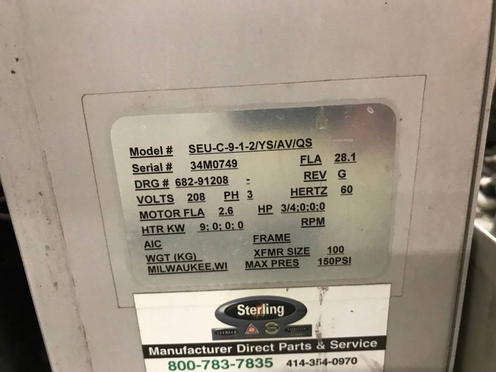 Sterlco SEU-C-9-1-2/YS/AV/QS Temperature Control Unit - Image 2 of 2