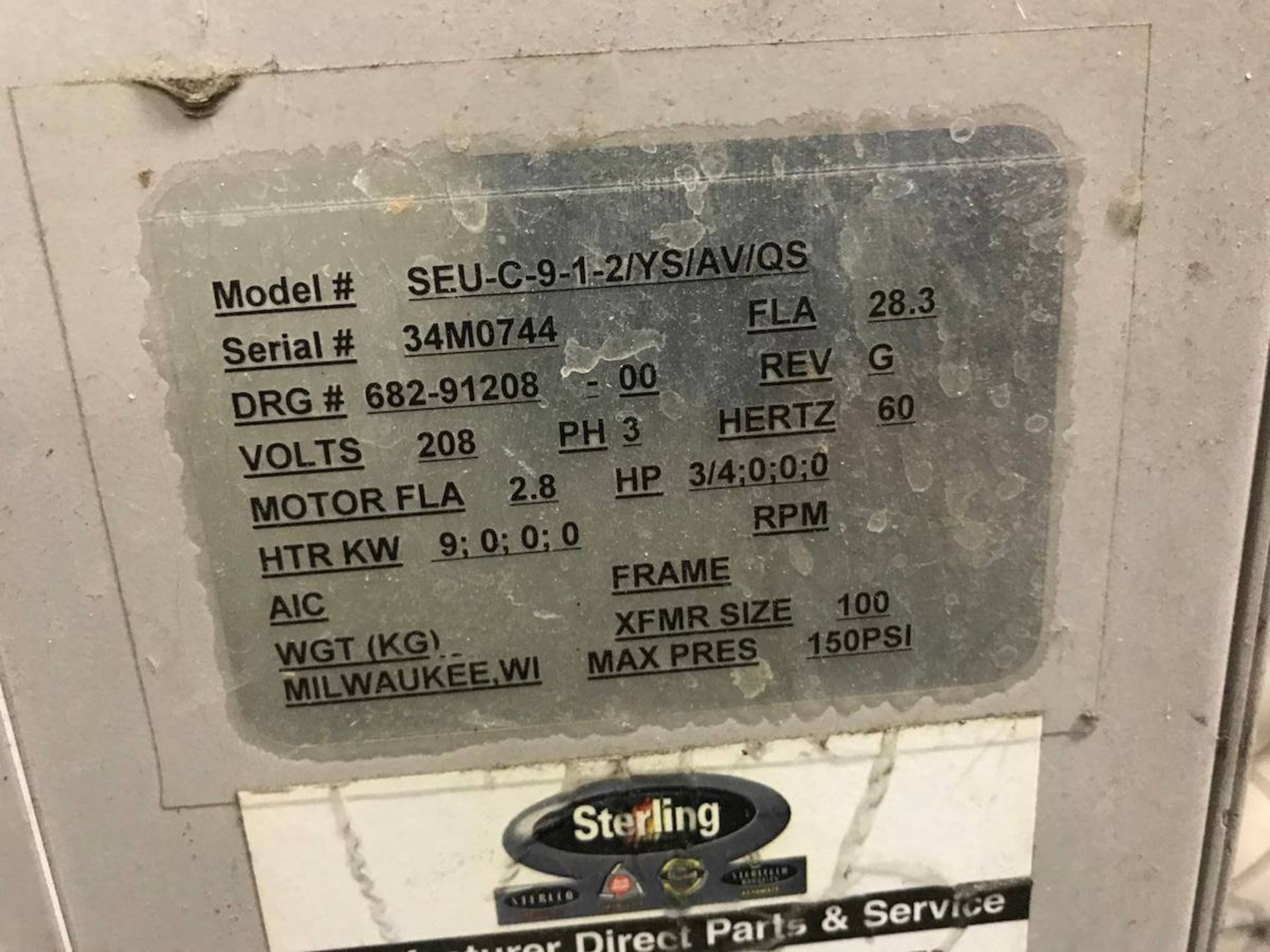 Sterlco SEU-C-9-1-2/YS/AV/QS Temperature Control Unit - Image 2 of 2