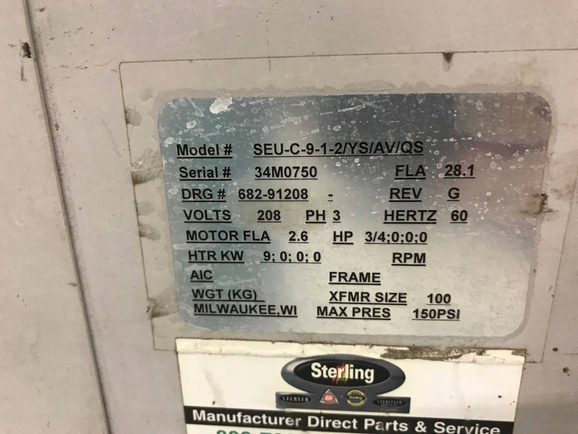 Sterlco SEU-C-9-1-2/YS/AV/QS Temperature Control Unit - Image 2 of 2