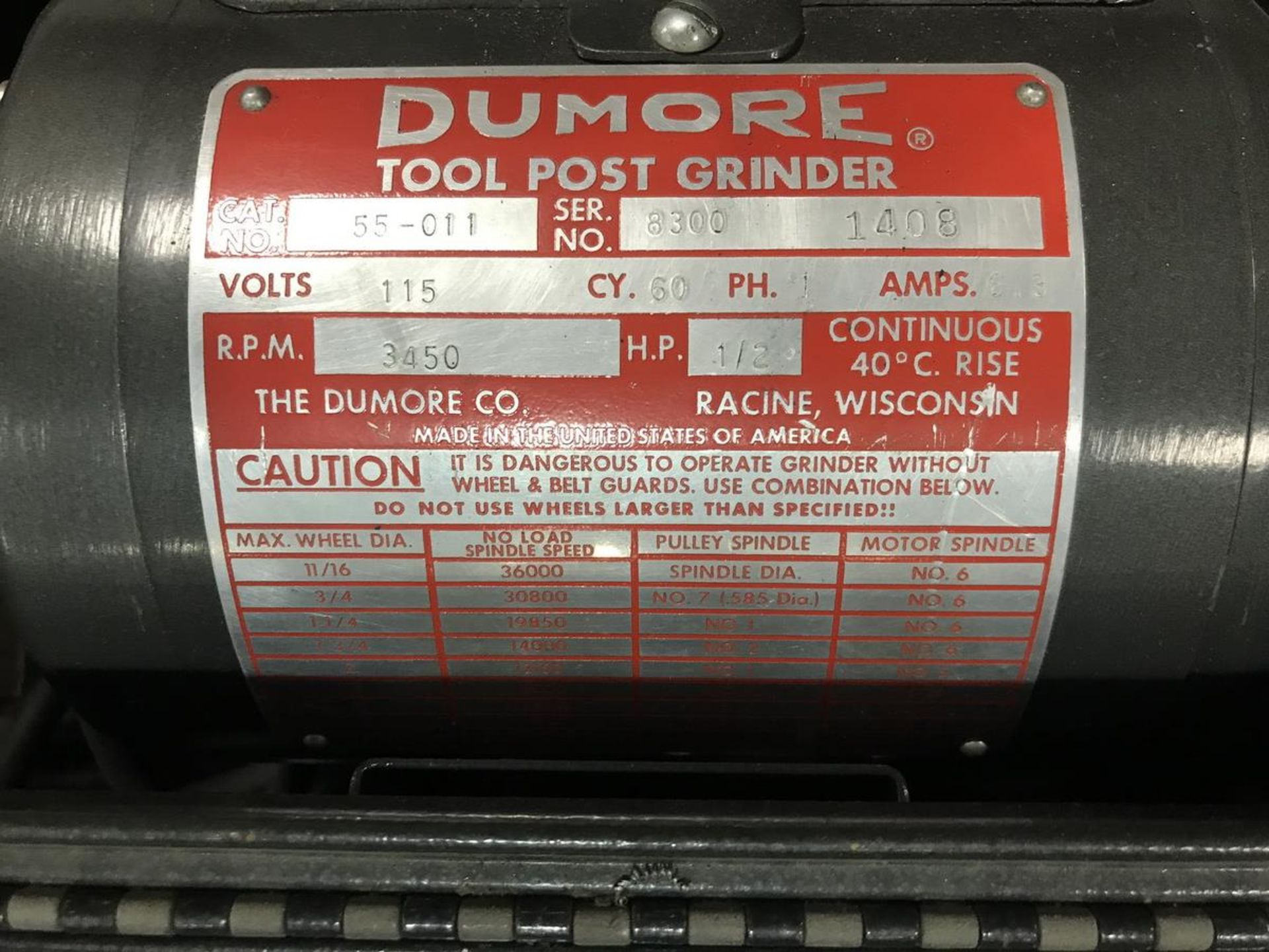 Dumore Tool Maker 55-011 Spindle Tool Post Grinder - Image 3 of 3