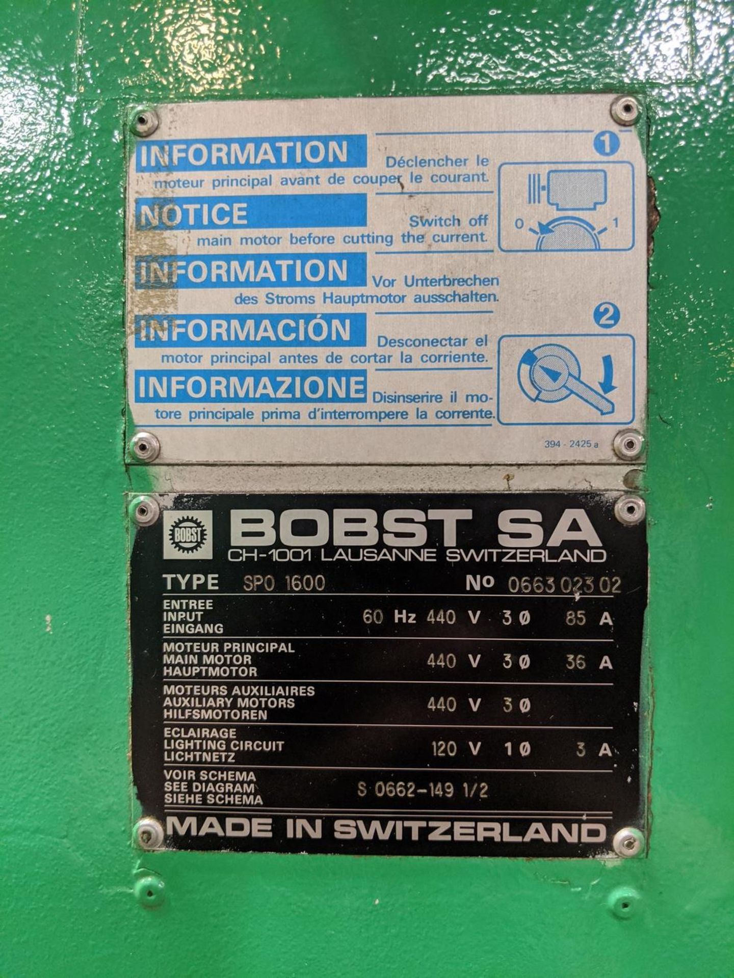 1984 Bobst Mdl: SPO1600 1984 43" X 63" Automatic Platen Die Cutter: Equipped With Centerline, - Image 18 of 25