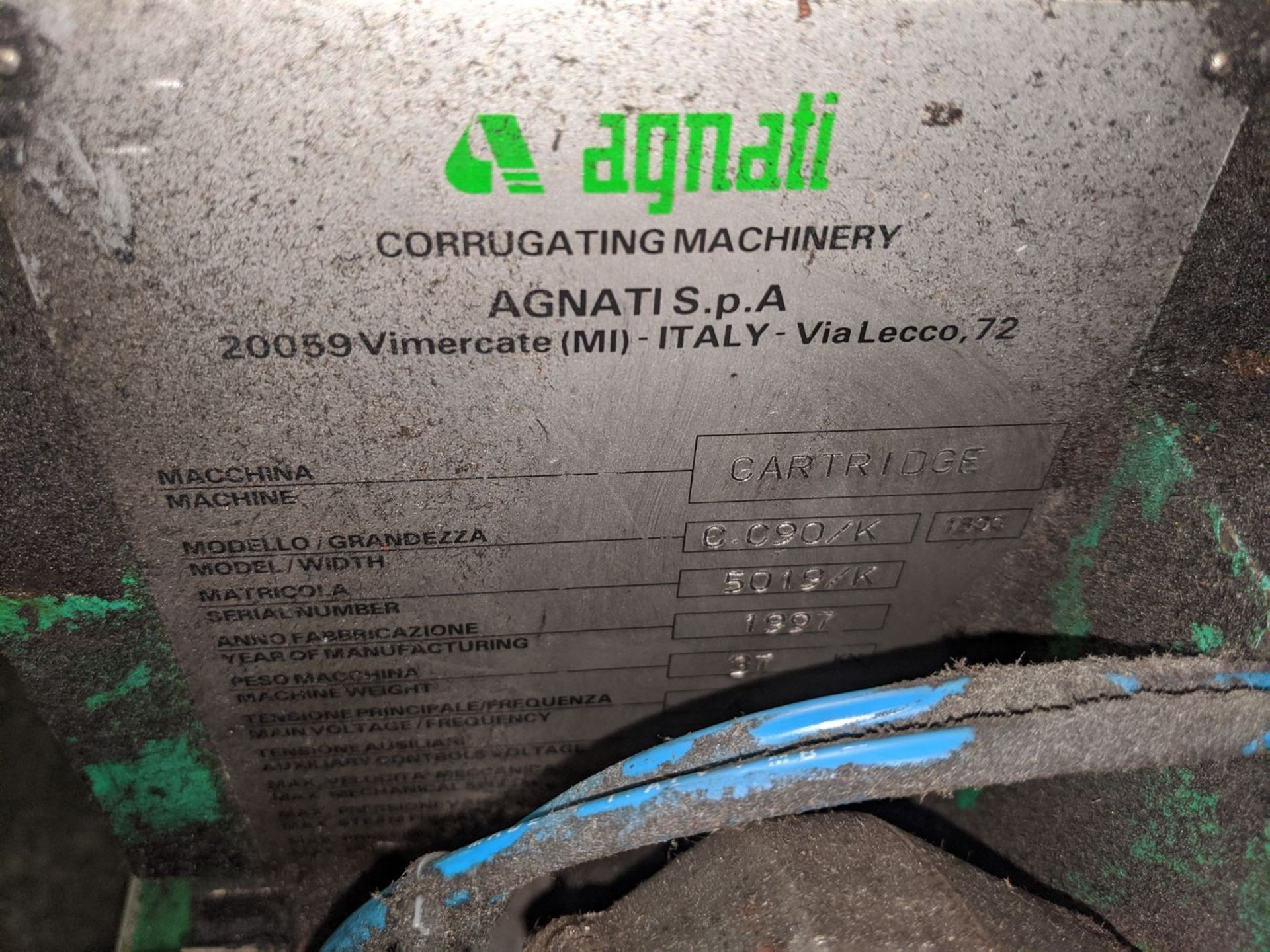 Agnati Mdl: Type K C-90 Flute Roll Cartridge, (Loc. Pico Rivera), S/N: 5019/K - Image 3 of 3