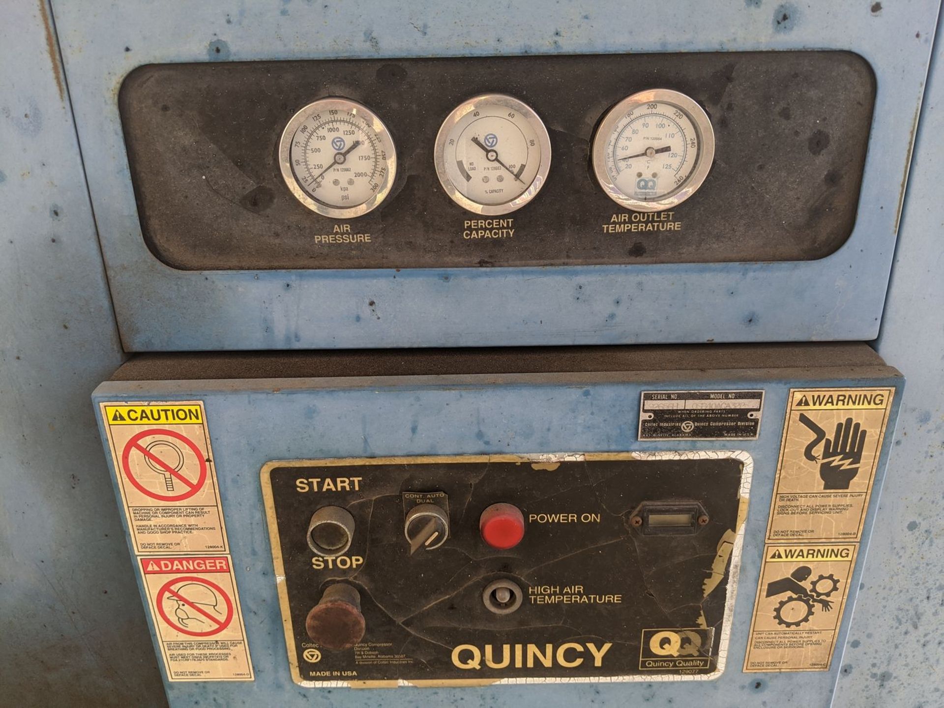 Quincy Compressor Mdl: QSB40ACA32P 40 HP Rotary Air Screw Compressor, (Loc. Santa Fe), S/N: 92656H - Image 3 of 4