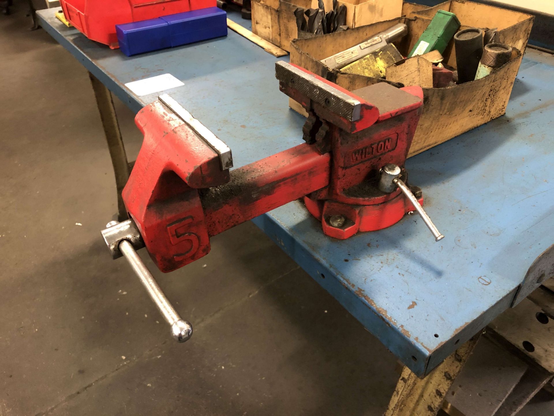 Metal Table (5' W x 34" D x 34" High) w/ Wilton 5" Vise; Comes w/ All Contents - Image 2 of 4