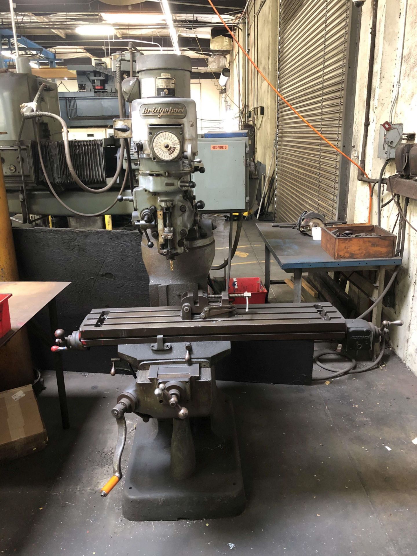 Bridgeport Vertical Mill, 9" x 42" Table, 60 to 4200 RPM, 1.5 HP, S/N 169145; Comes w/ 3" Machine