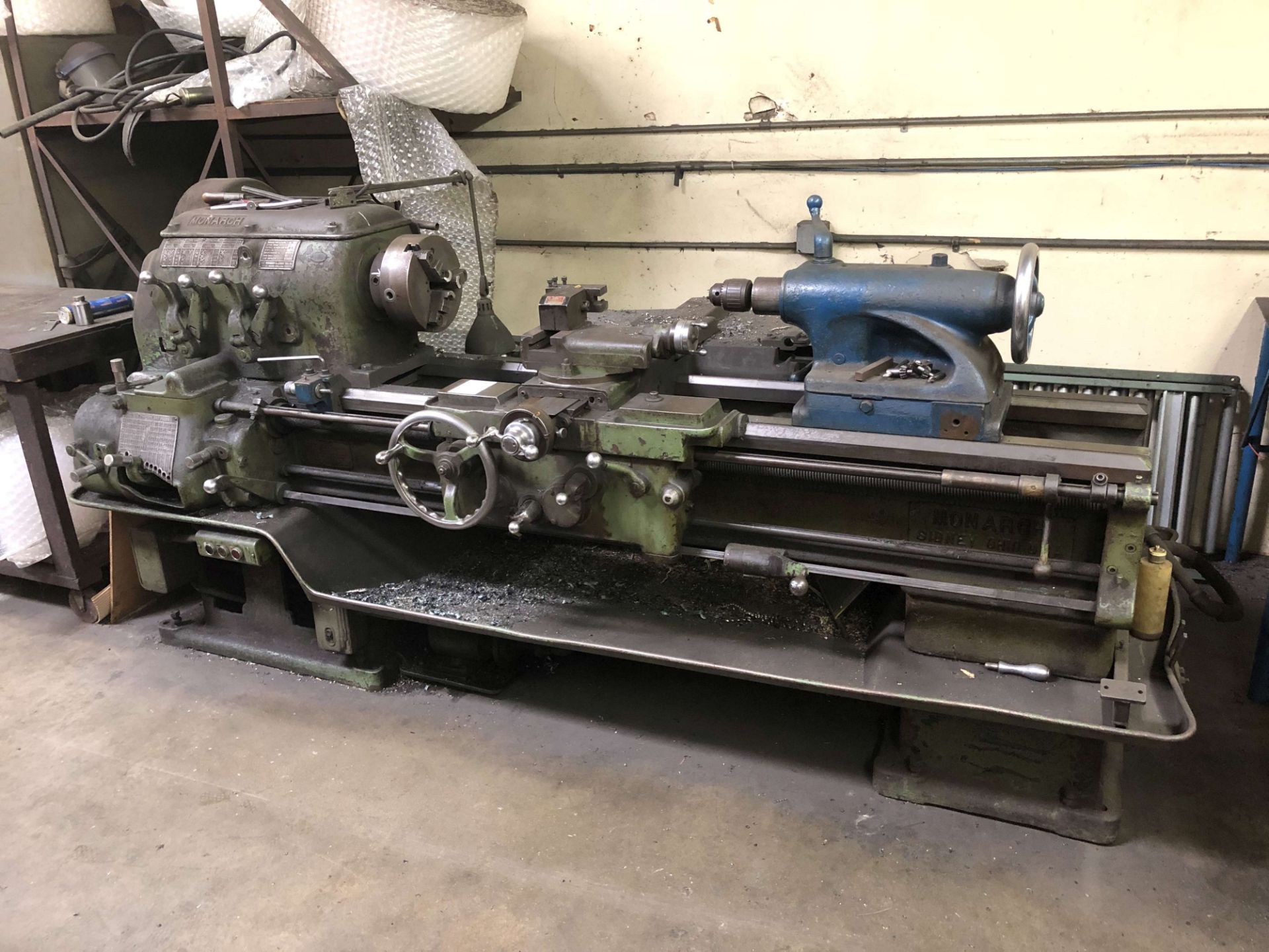 20.5" x 48" Monarch Lathe, Model 18C, 16 to 650 RPM, 1-1/2" Hole Through Spindle, 10" 3-Jaw Chuck,