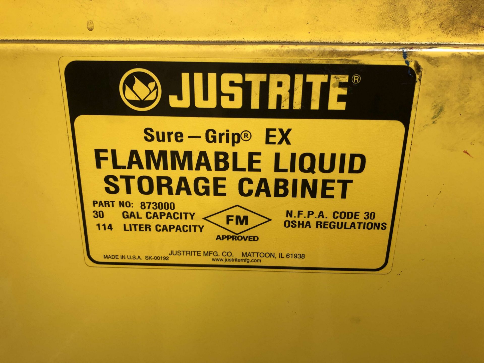 Justrite Sure-Grip EX Flammable Liquid Safety Storage Cabinet (43" W x 18" D x 44-1/4" High), Part - Image 2 of 2