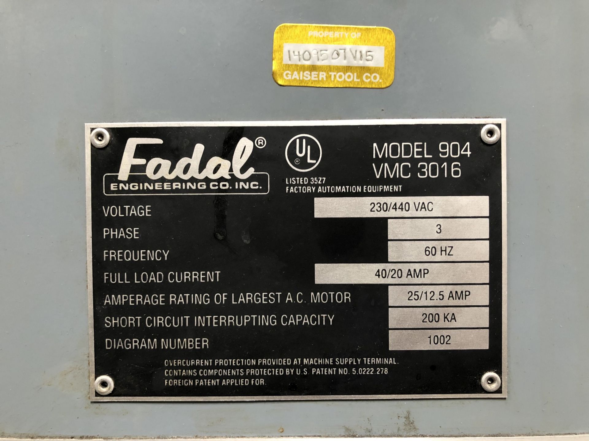 1995 Fadal VMC3016 Vertical Machining Center, X=30", Y=16", Z=20", 21 ATC, 16" x 36" Table, Fadal - Image 8 of 11