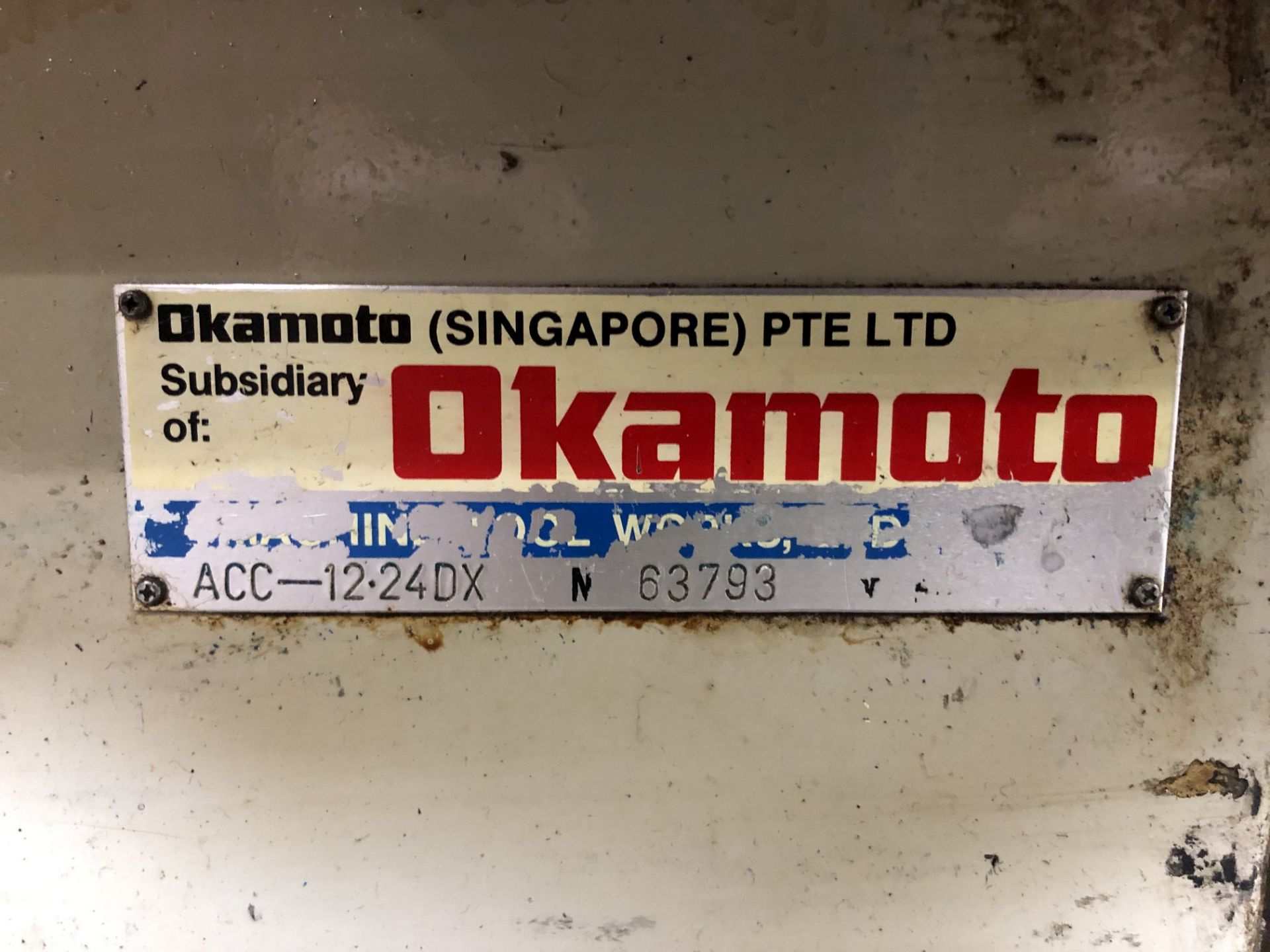 Okamoto ACC-12-24DX Surface Grinder, 12" x 24" Electro Magnetic Chuck, S/N 63793 (SPT #21) - Image 11 of 12