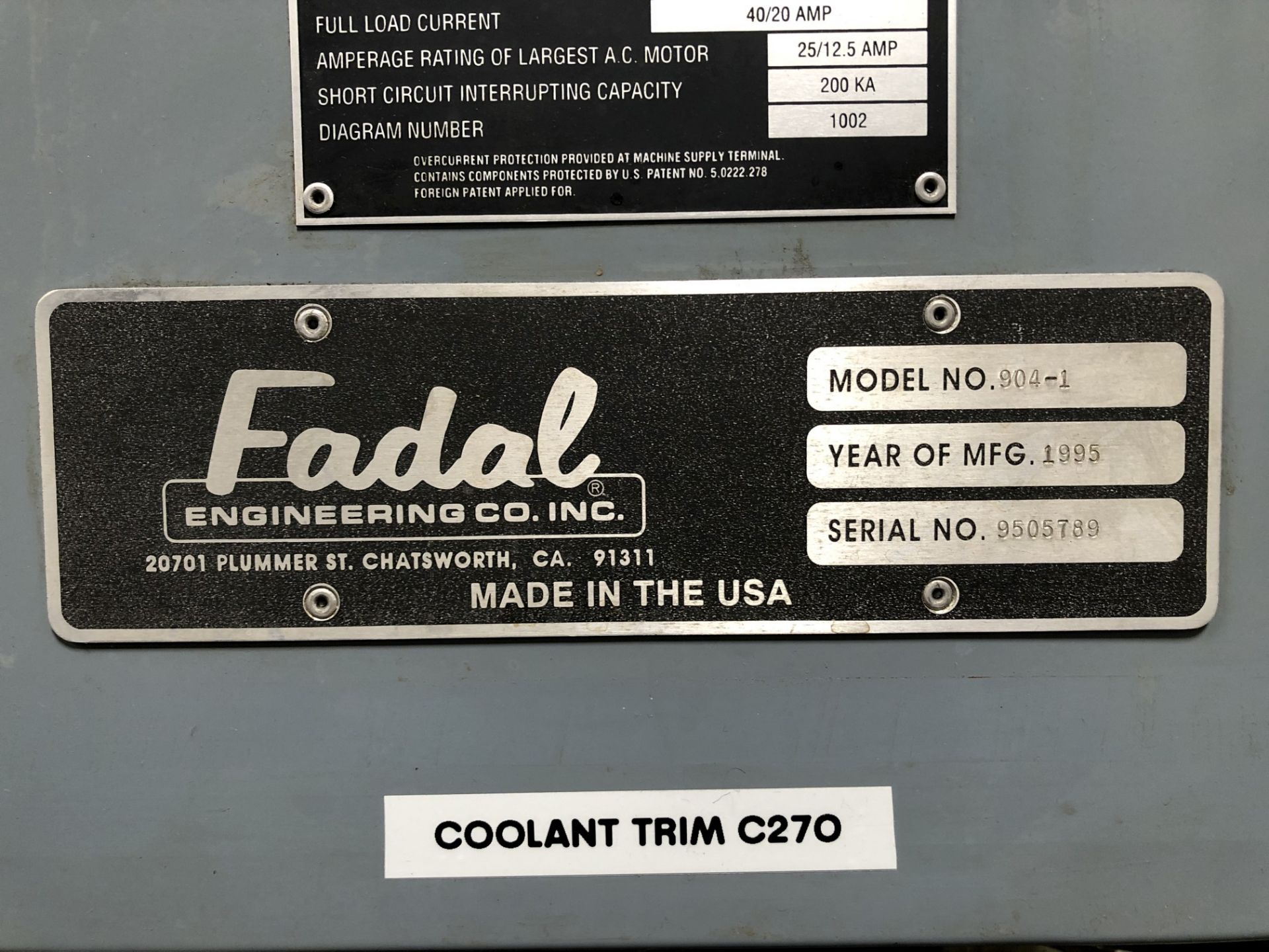 1995 Fadal VMC3016 Vertical Machining Center, X=30", Y=16", Z=20", 21 ATC, 16" x 36" Table, Fadal - Image 9 of 11