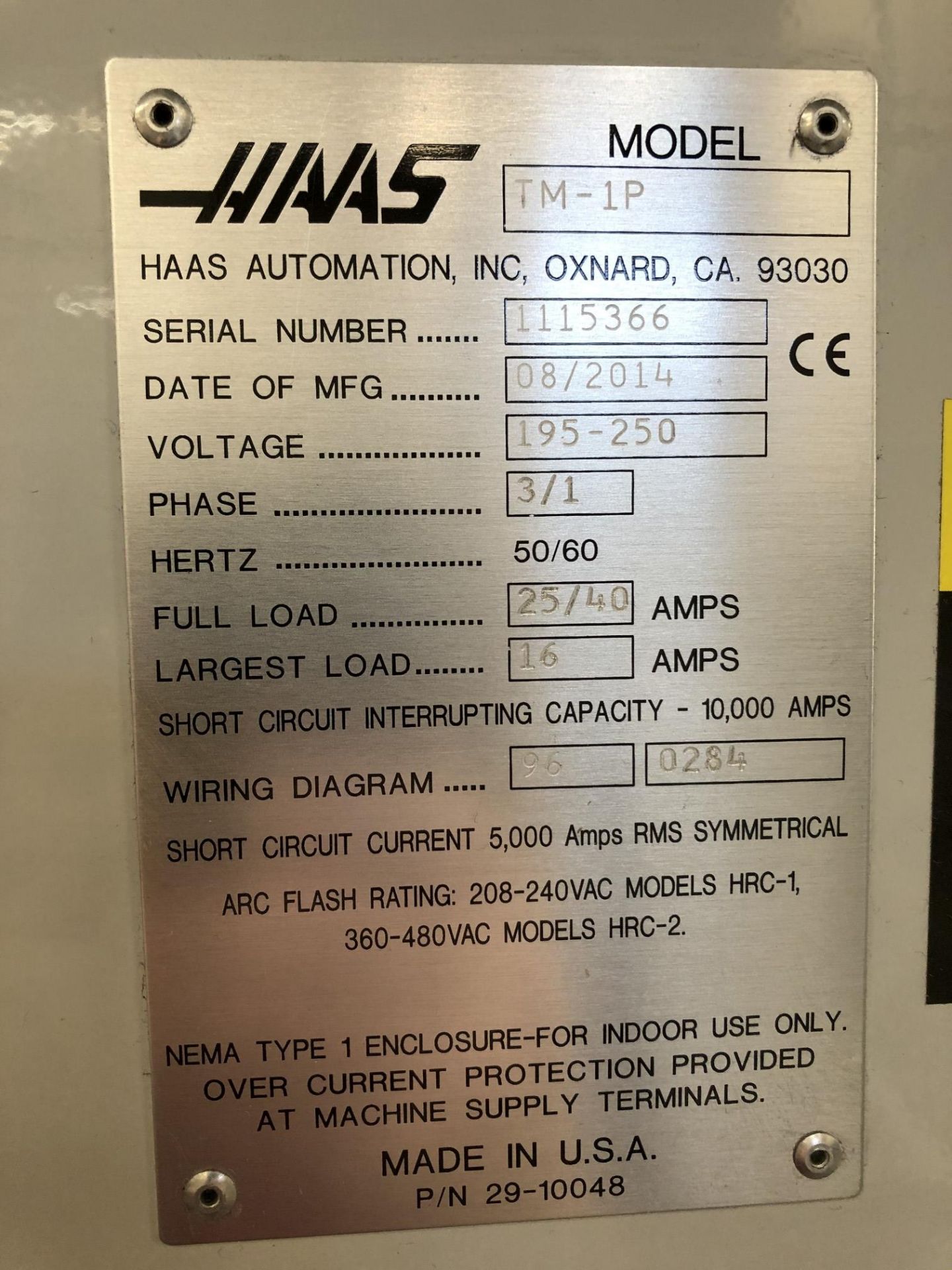 2014 Haas TM-1P Vertical Machining Center, X=30", Y=12", Z=16", 6000 Max RPM, 10 ATC, 10-1/2" x 41- - Image 10 of 11