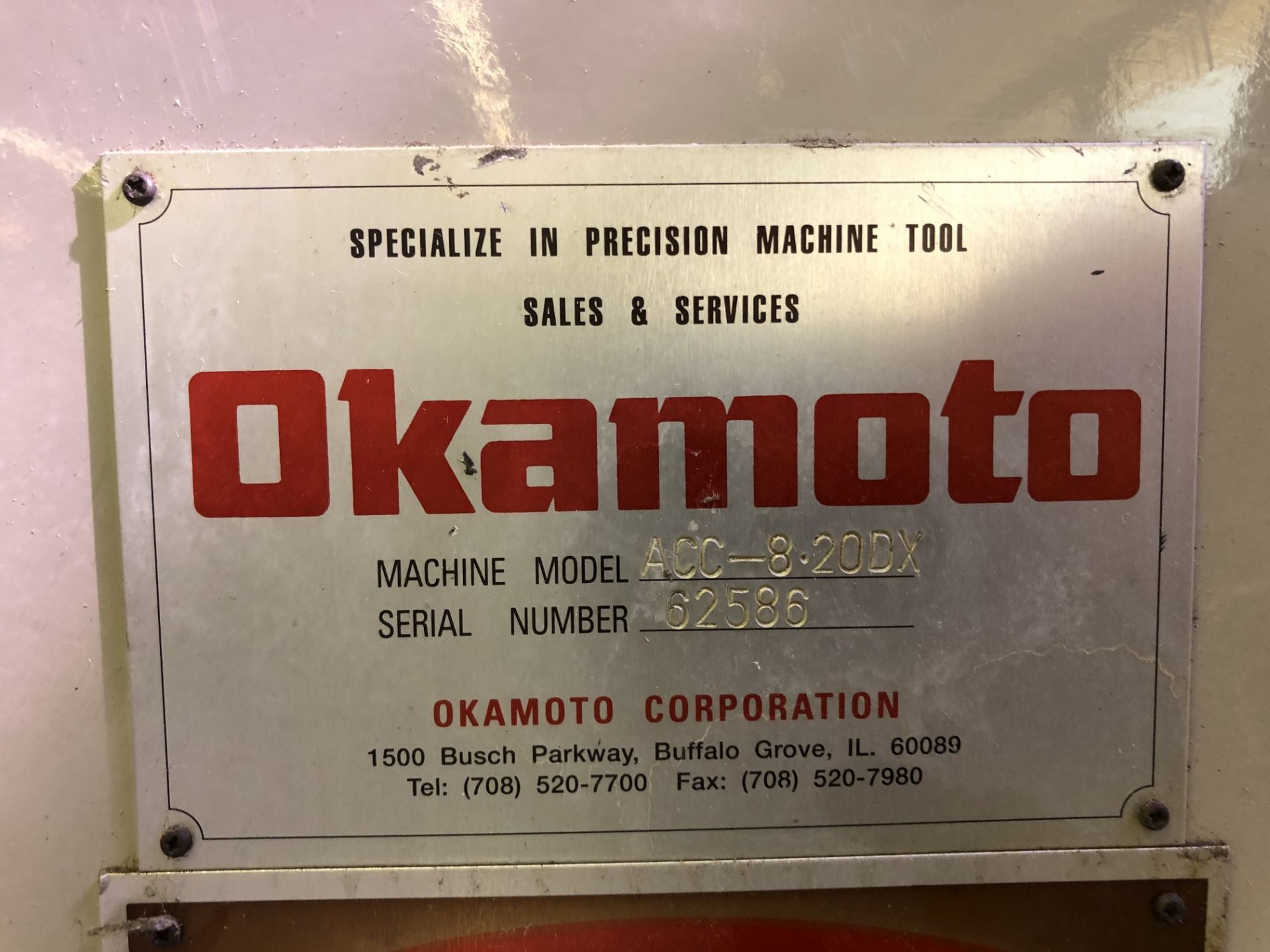 Okamoto ACC-8-20DX Surface Grinder, 8" x 20" Electro Magnetic Chuck, S/N 62586 (SPT #213) - Image 7 of 10