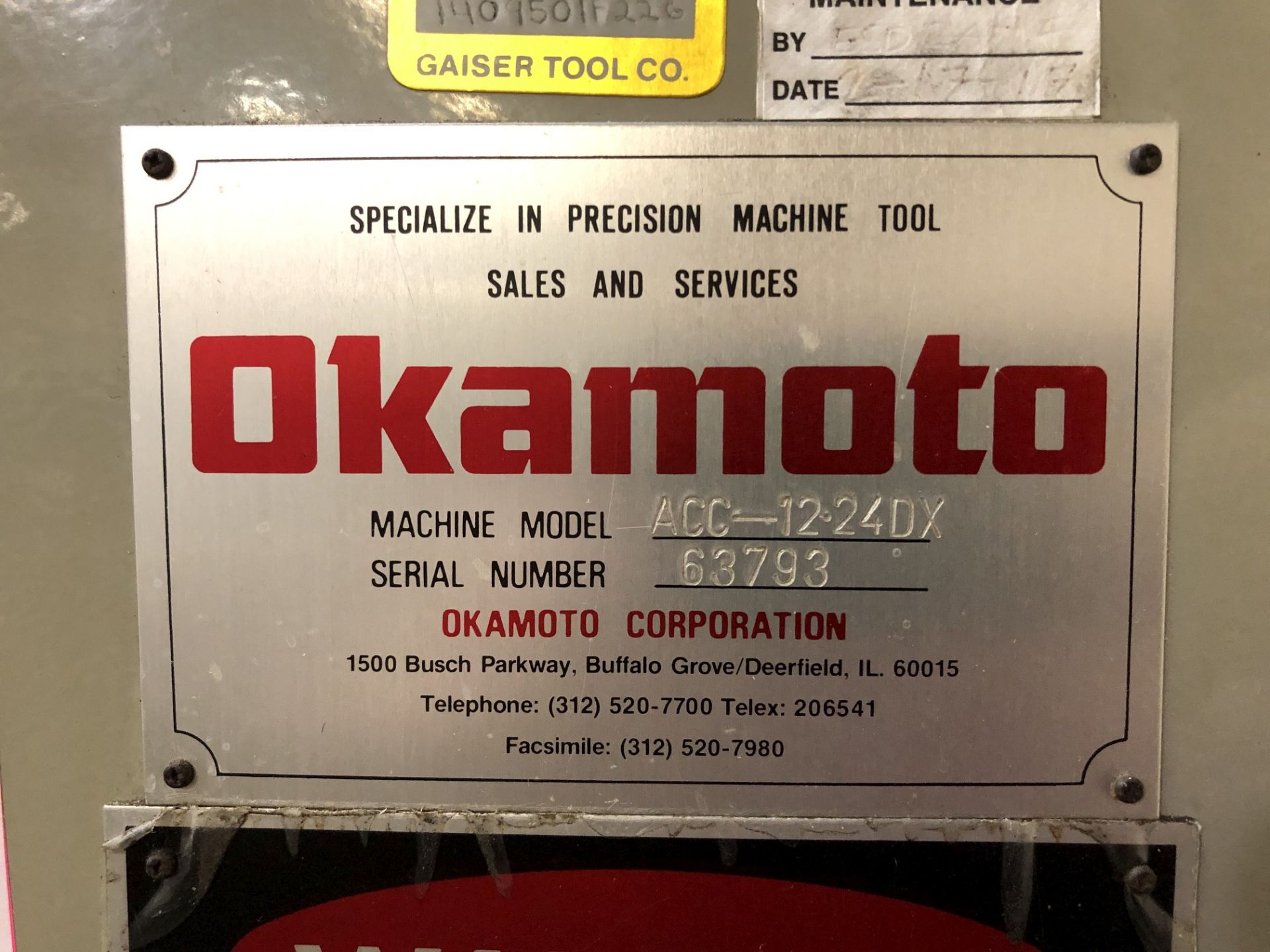 Okamoto ACC-12-24DX Surface Grinder, 12" x 24" Electro Magnetic Chuck, S/N 63793 (SPT #21) - Image 9 of 12