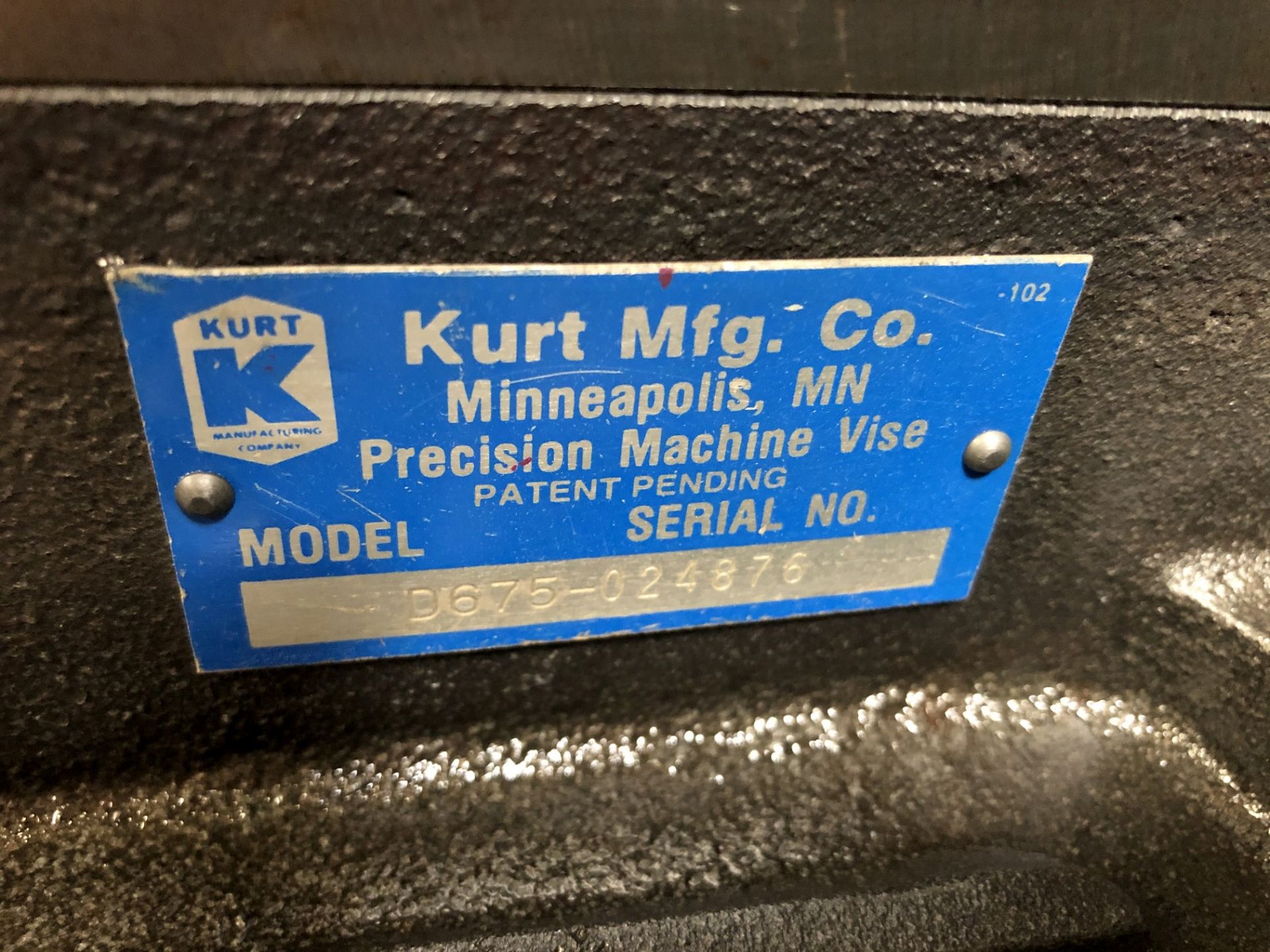 Kurt 6" Machine Vise, Model D675, S/N 024876 - Image 2 of 2