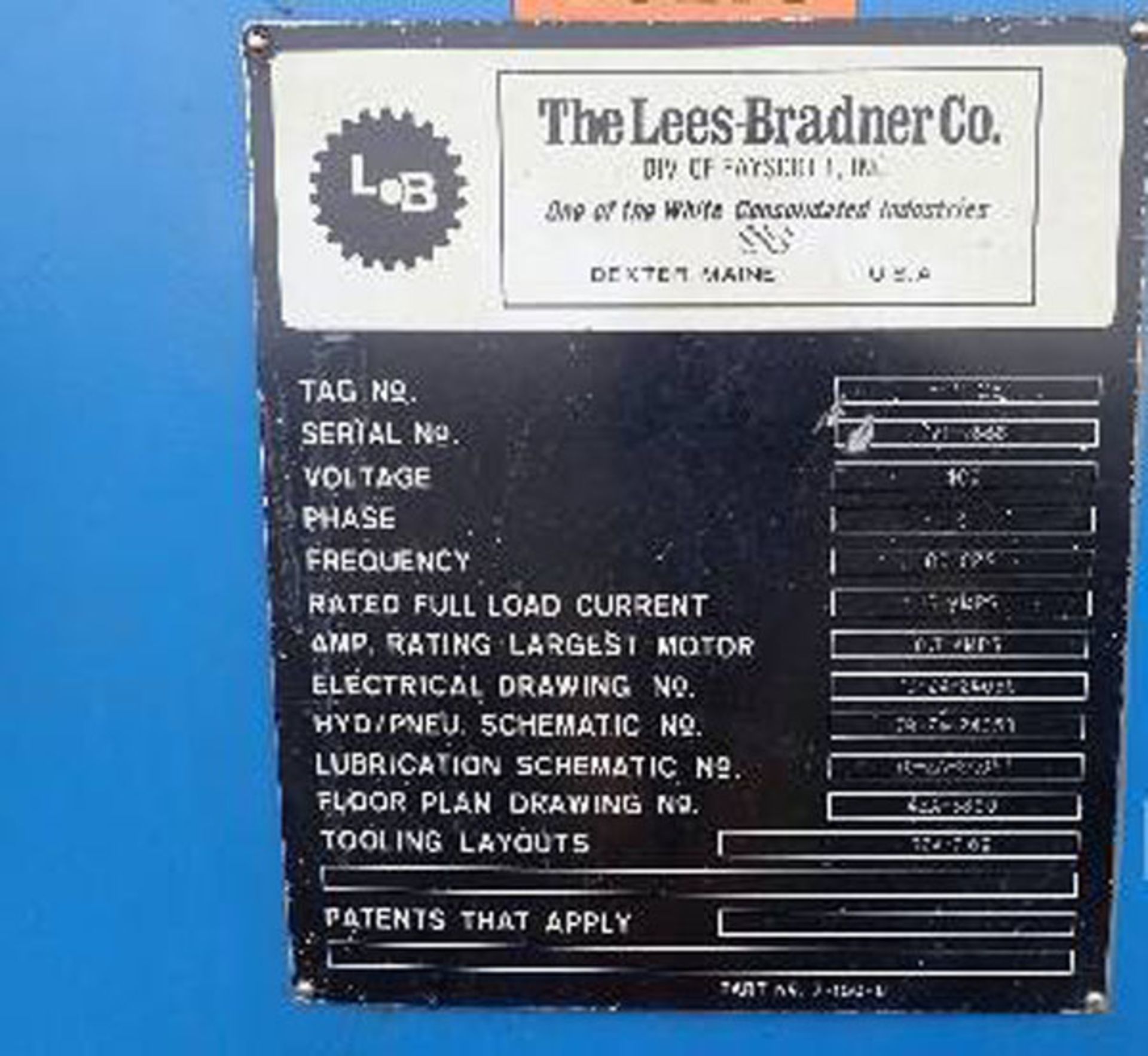 Lees Bradner Vertical Gear Hobb Machine | 8", Mdl: 7VH, S/N: 7VH1836 - Located In: Huntington Park, - Image 7 of 7