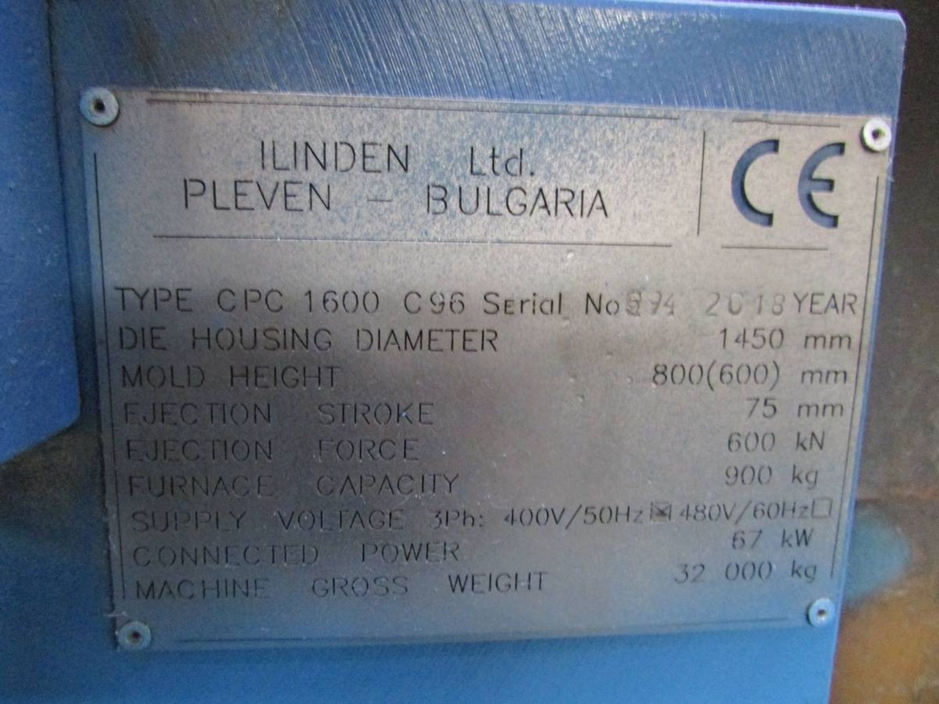 2018 Ilinden CPC 1600 C96 Counter Pressure Casting Machine - Image 24 of 24