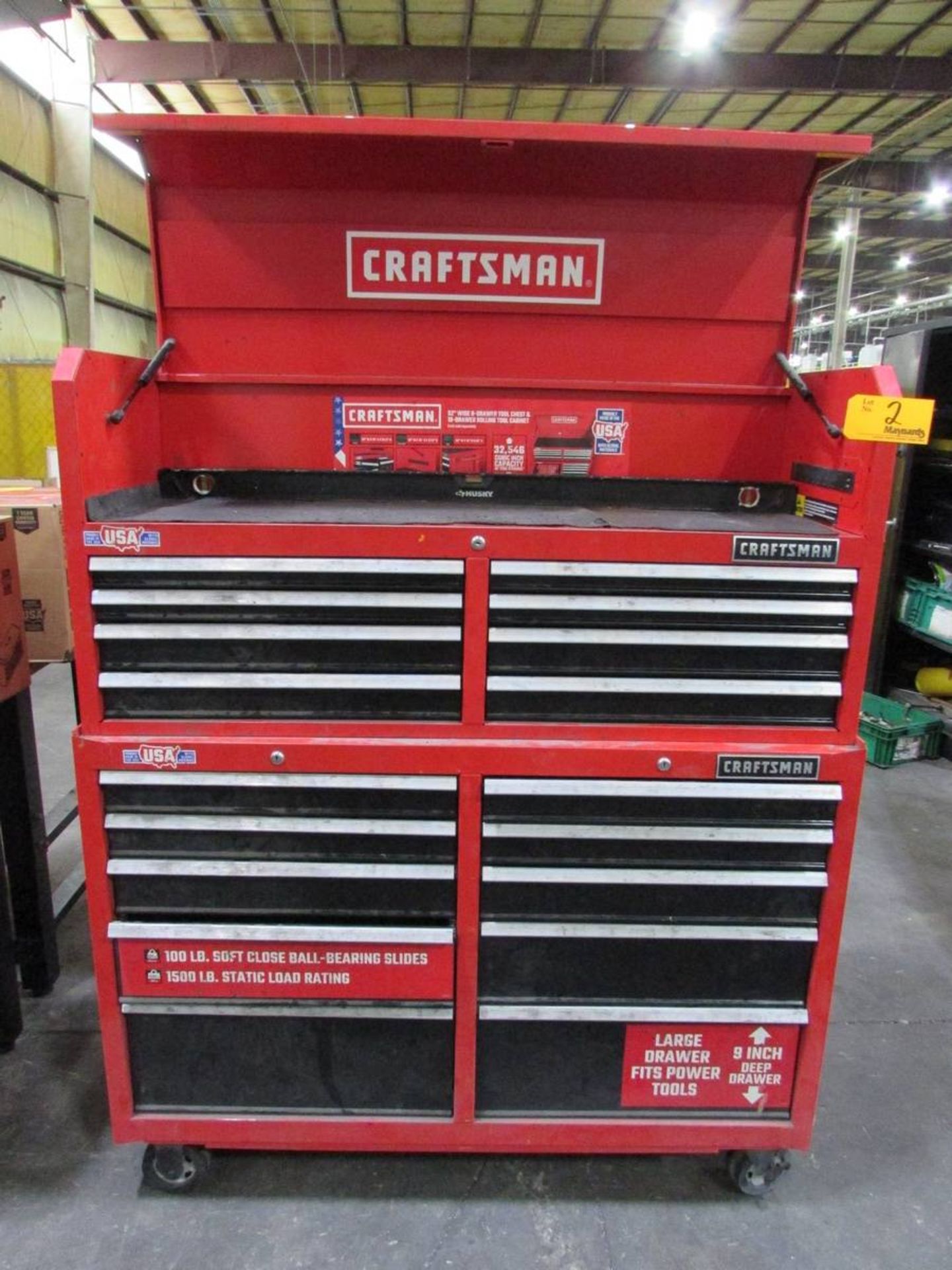 2018 Craftsman 706.CMST25210RB0 52" 10-Drawer Rolling Tool Cabinet - Image 2 of 4