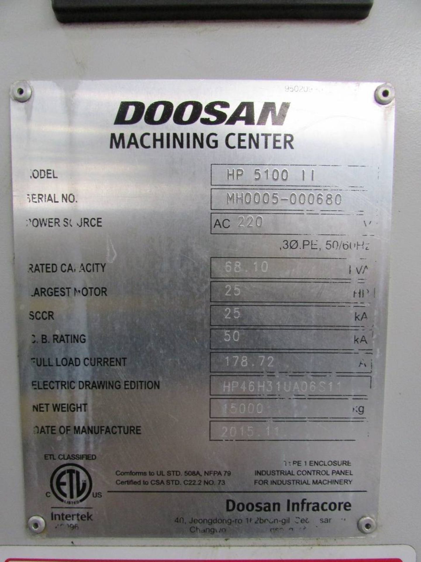 2015 Doosan HP 5100 II 4 Axis Horizontal Machining Centre - Image 24 of 24