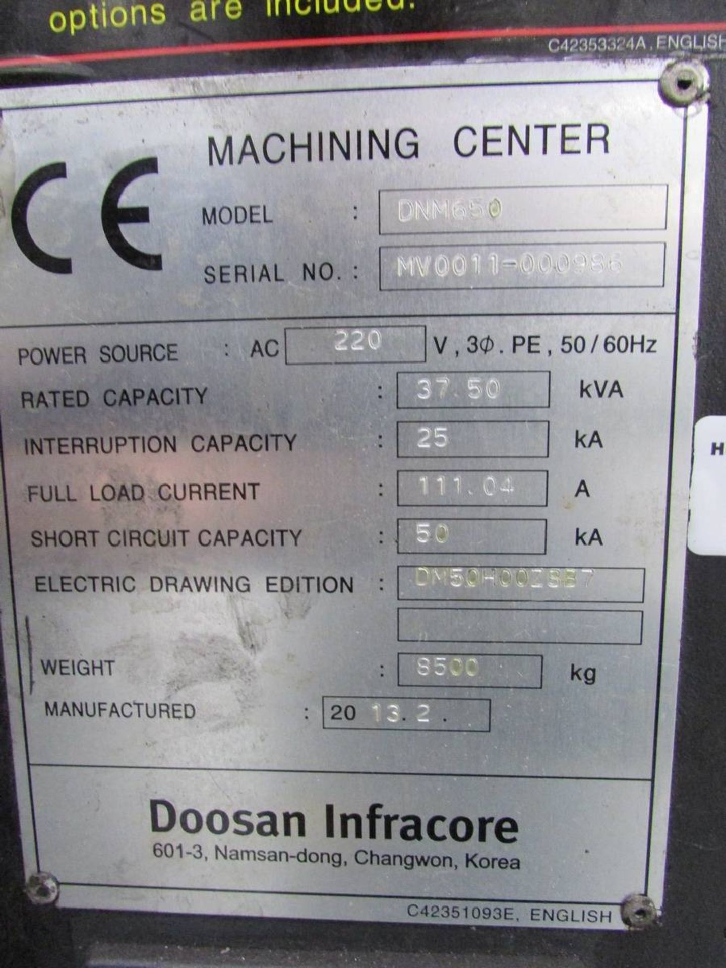 2013 Doosan DNM 650 3 Axis Vertical Machining Centre - Image 17 of 17