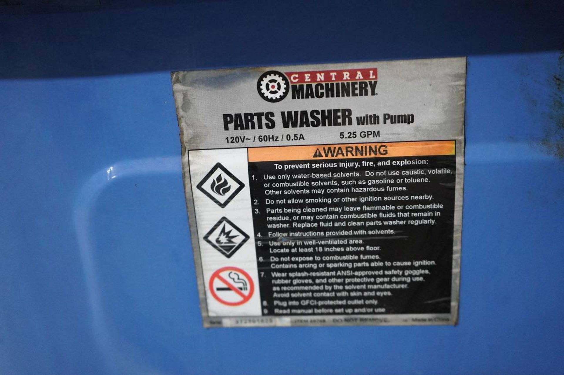 Central Machinery 20 Gallon Parts Washer - Image 3 of 3