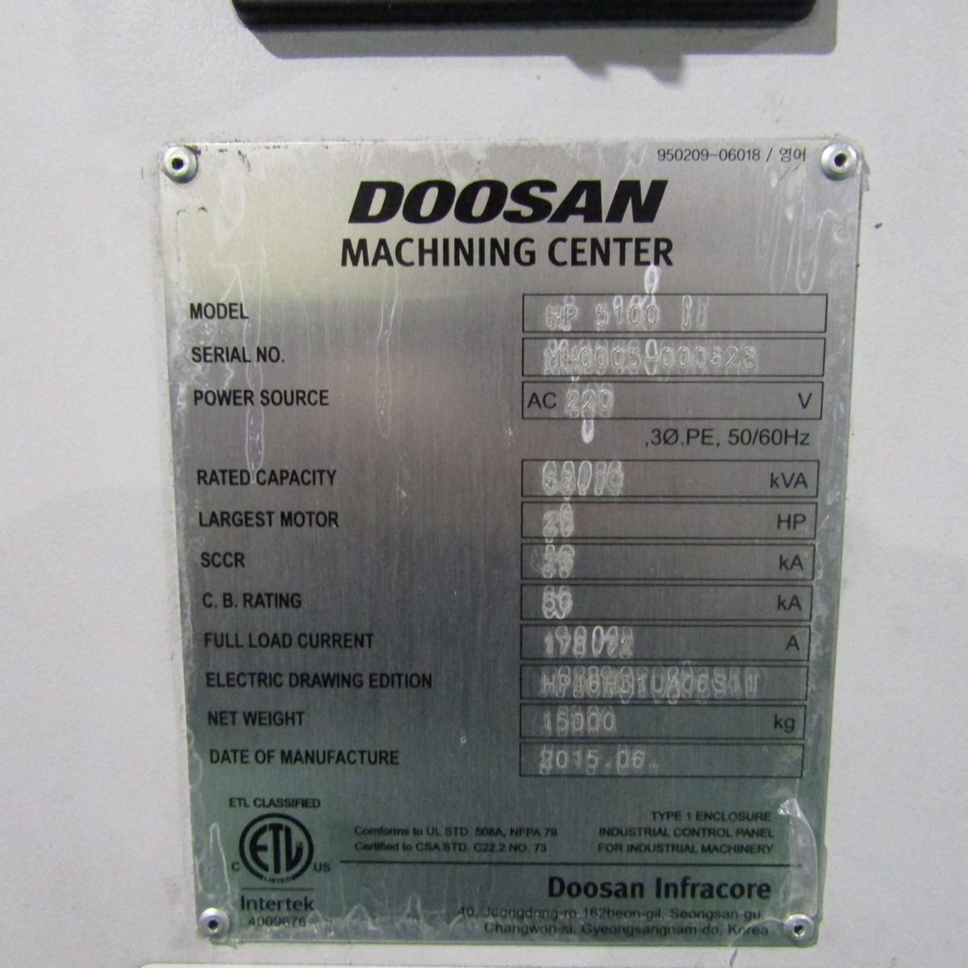 2015 Doosan HP 5100 II 4 Axis Horizontal Machining Centre - Image 13 of 13