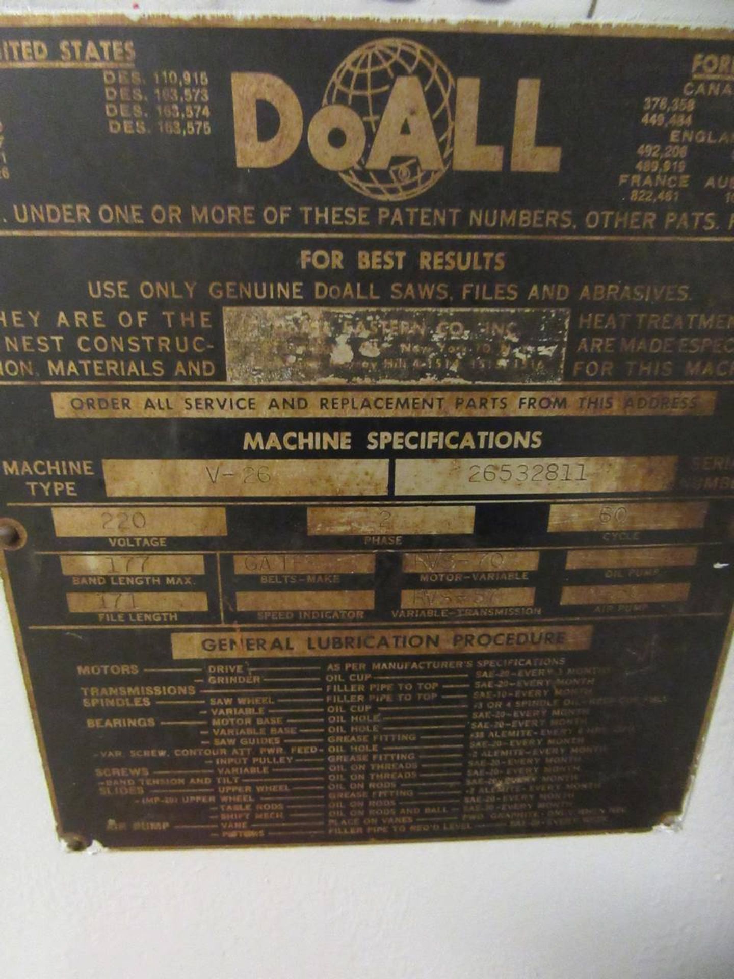 DoAll V-26 Vertical Band Saw - Image 7 of 7
