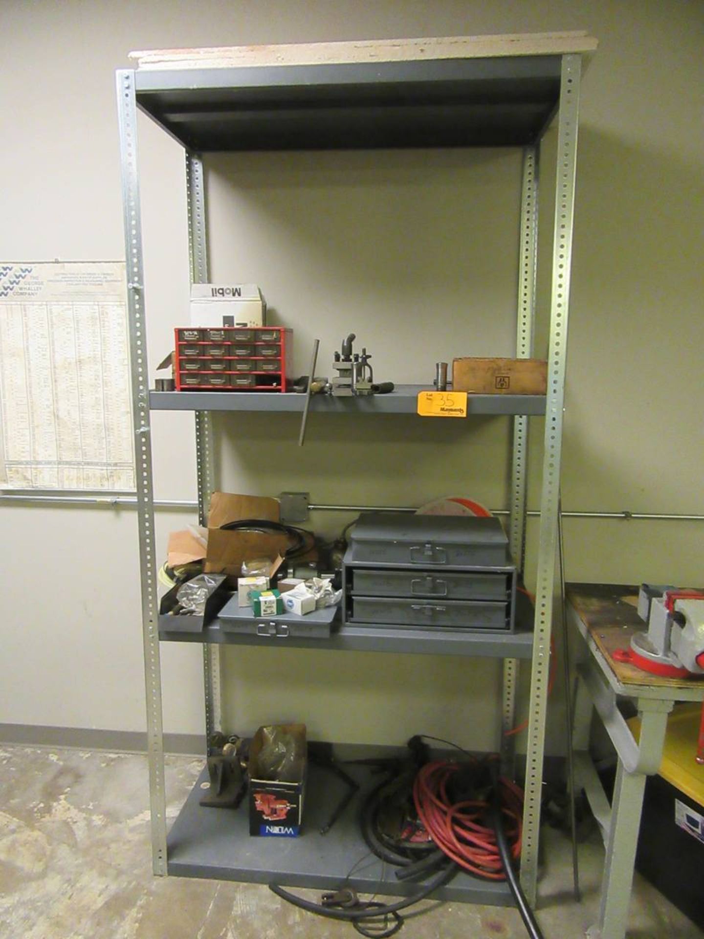 Metal Storage Shelf with contents