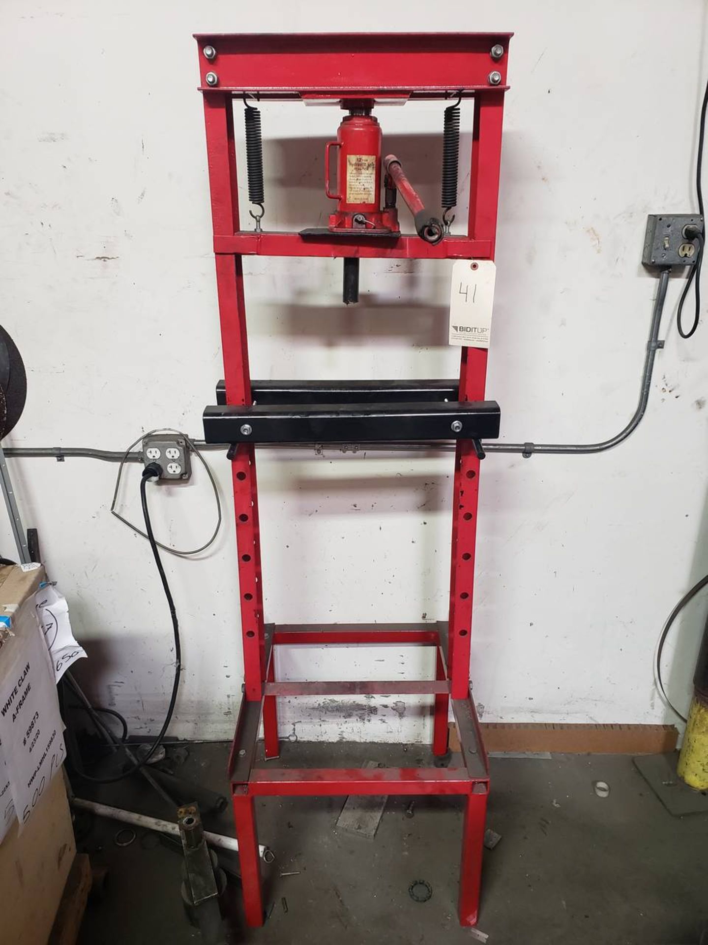 12 Ton, Manual Hydraulic, Adjustable H-Frame Press 70"H x 20"W