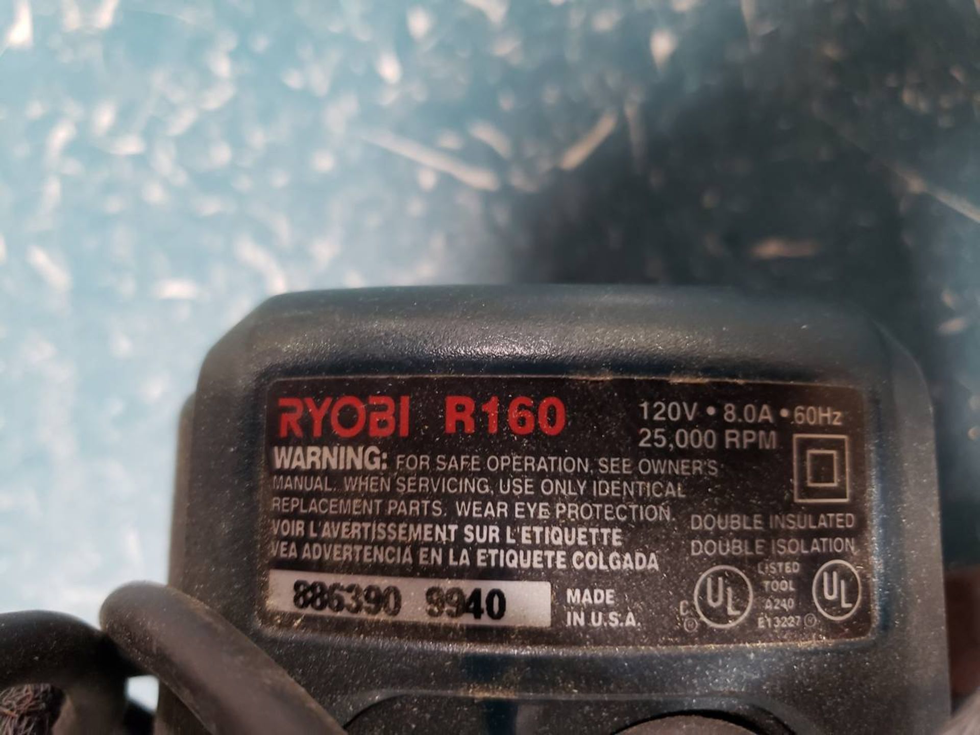 Ryobi R160 1.5 HP Router 120V, 8A, 25,000 rpm S/N 2000199 - Image 3 of 3