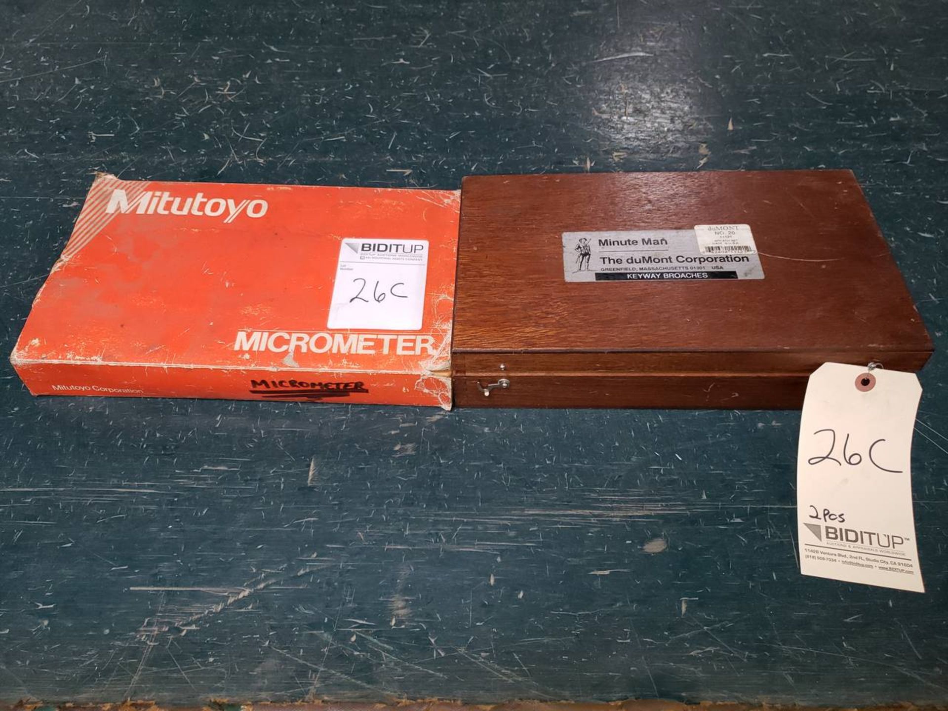 duMont/ Mitutoyo 11121/ 141-133 (1) duMONT #20 Keyway Broach Set & (1) Mitutoyo Micrometer
