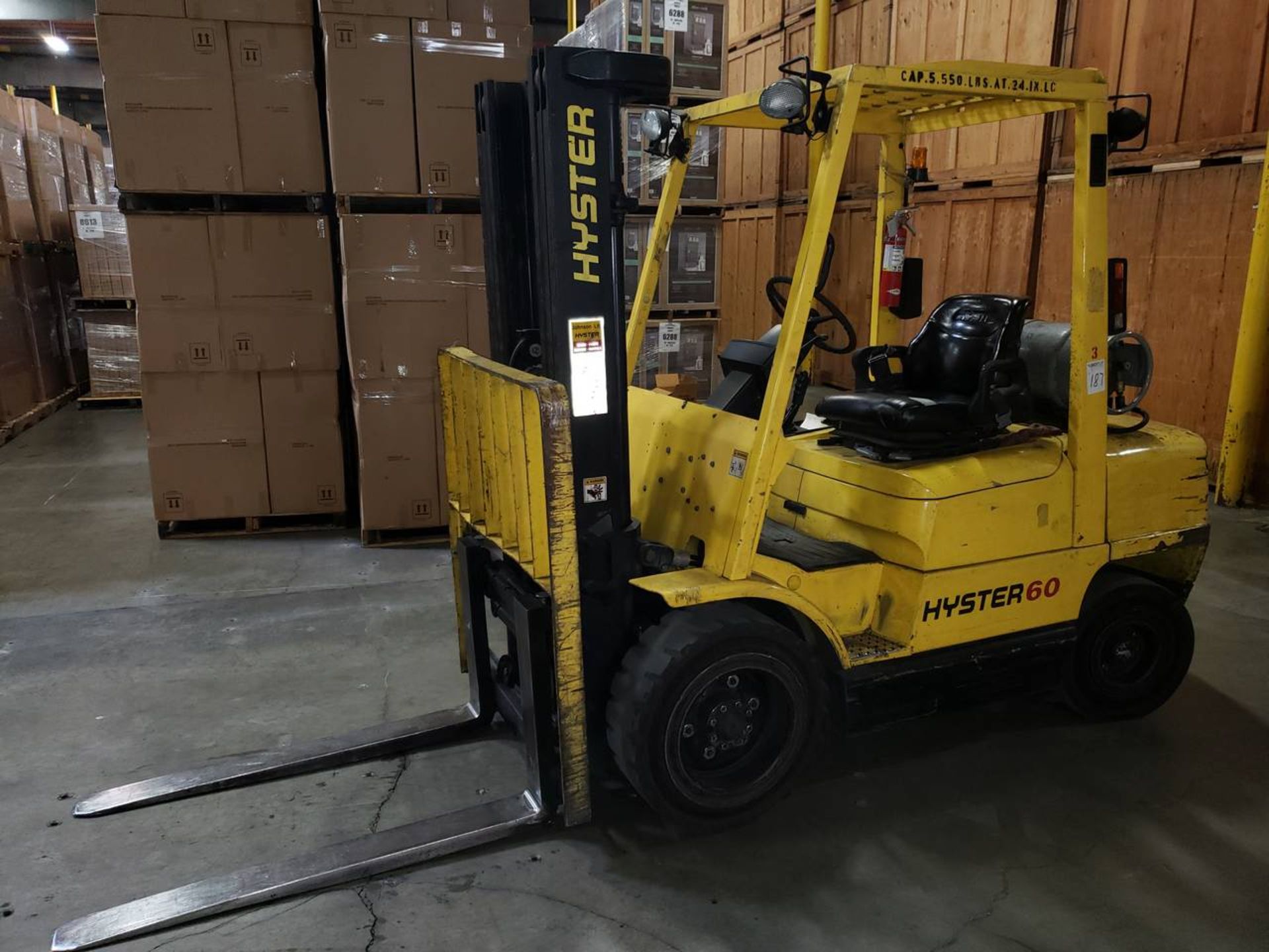 Hyster H60XM Forklift, 4Cyl., LP 3 Stage Mast, 3Ton Max Capacity, 42" Sideshift, 48" Forks, 2,573.