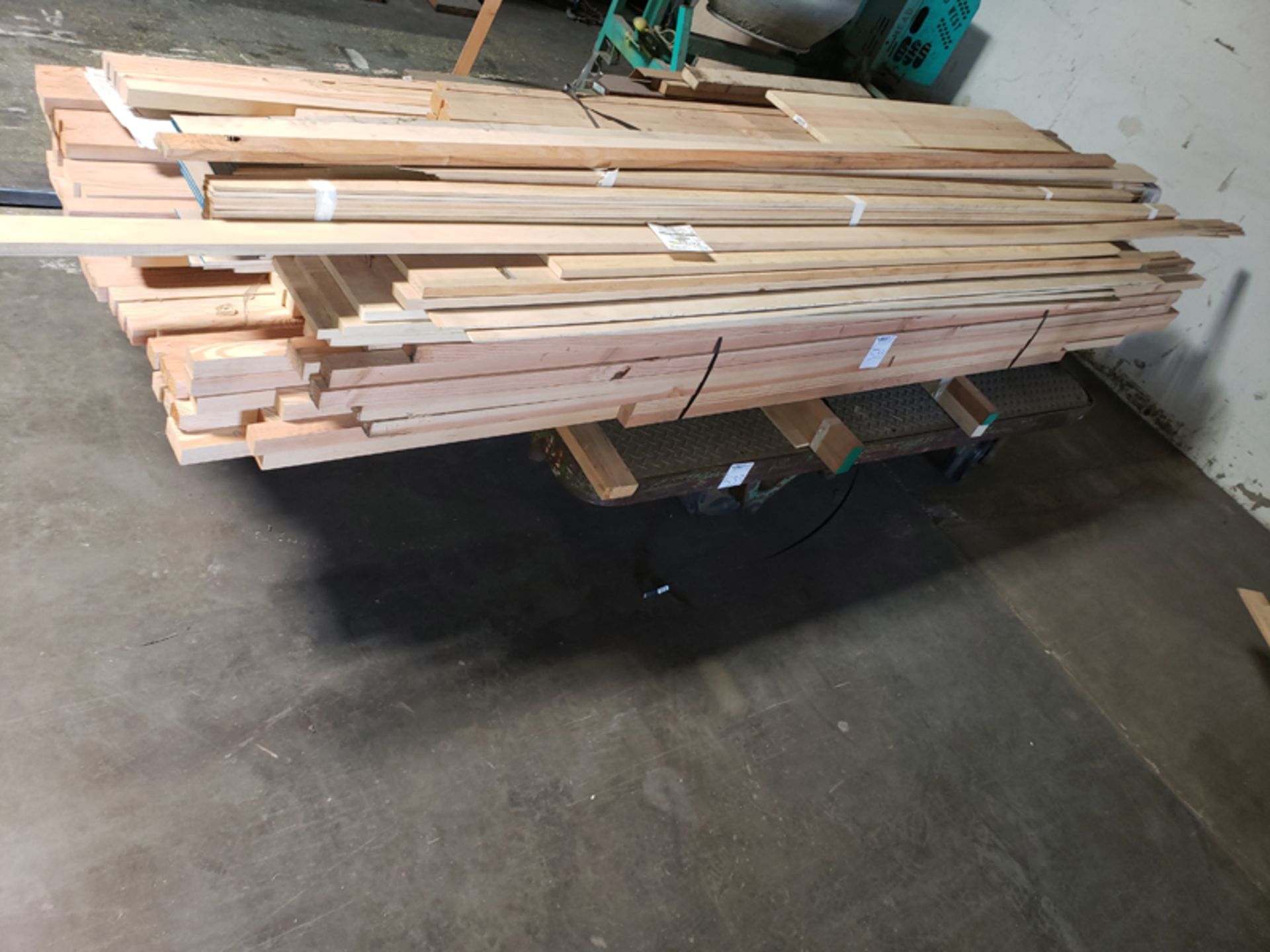 Bundle of Assorted Lengths & Width Lumber W/ Material Cart