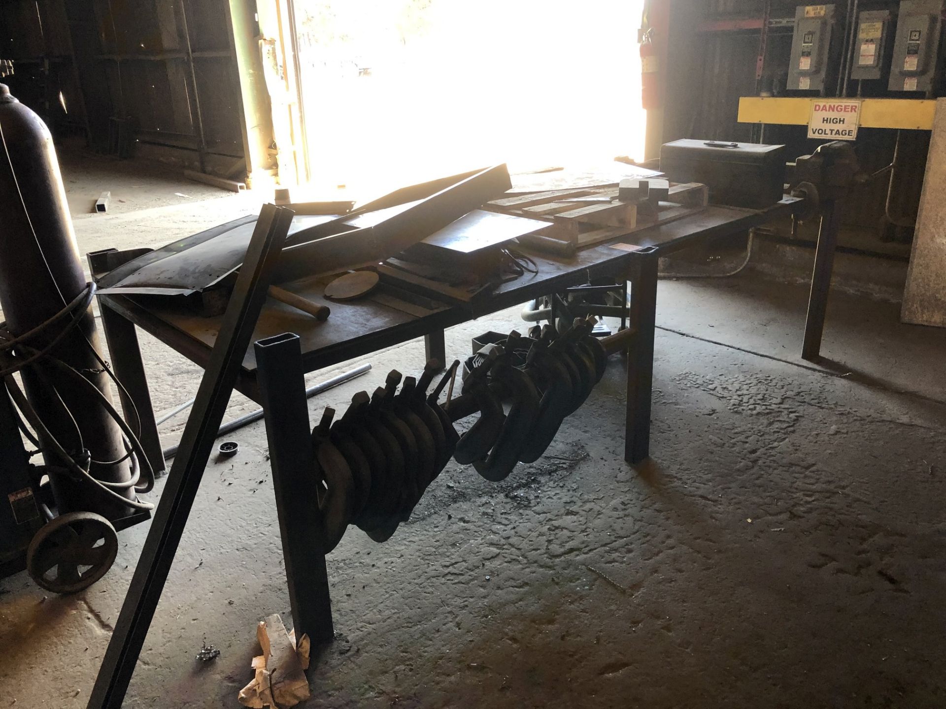 10' x 4' Metal Table w/ 5" Vise; Comes w/ Assorted C-Clamps [Located at 8830 Vineyard Avenue, Rancho - Image 2 of 6