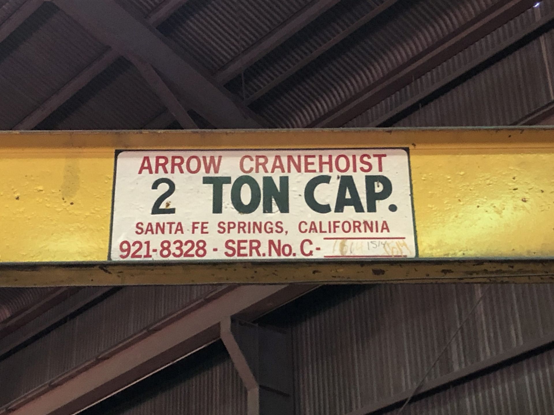 Arrow 2-Ton Jib Crane, Approx. 18' Arm, S/N C-1514, CM Lodestar 2-Ton Hoist, Pendant Controlled [ - Image 6 of 6