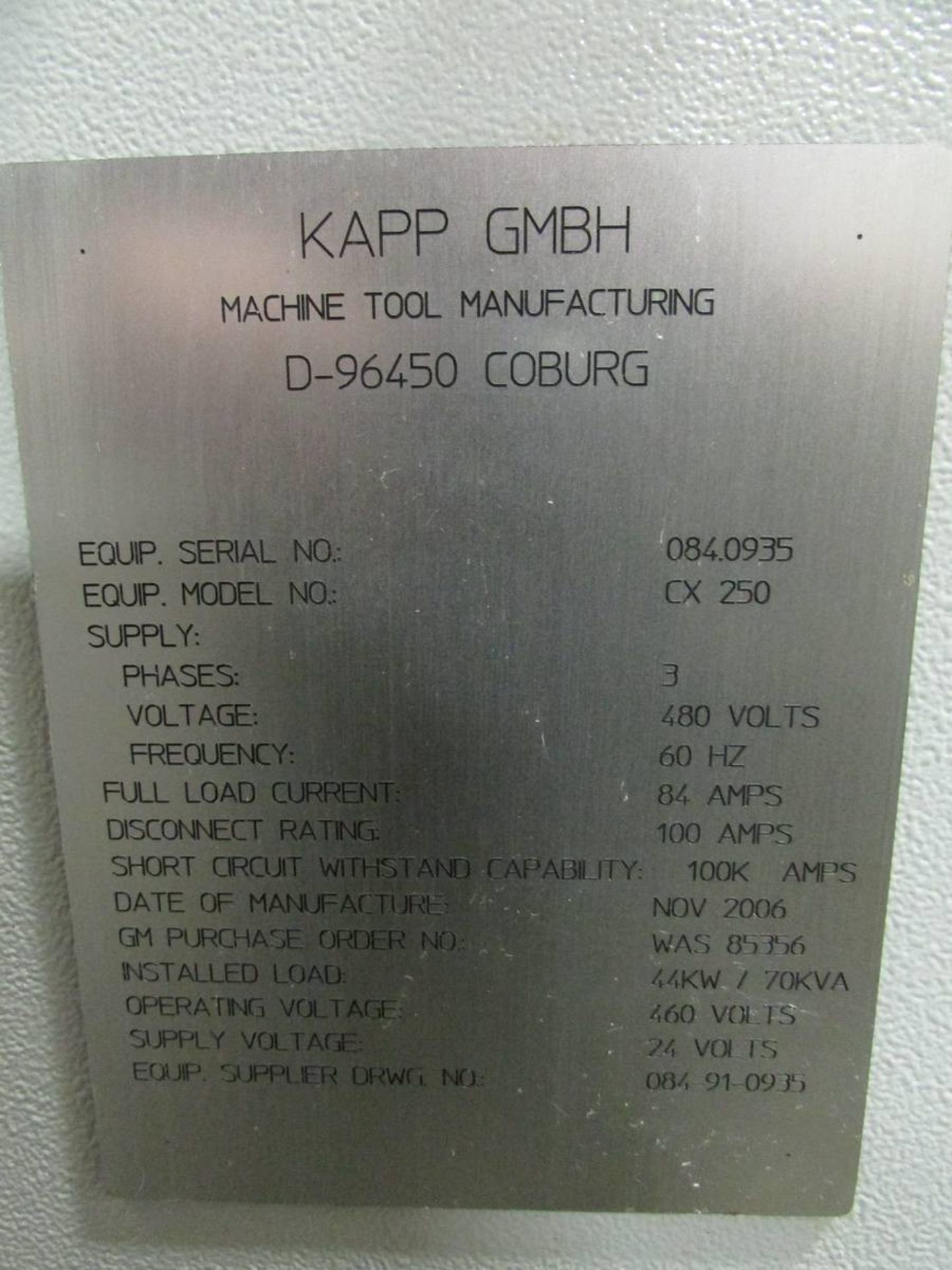 2006 Kapp CX 250 CNC Gear Honing Machine - Image 17 of 18