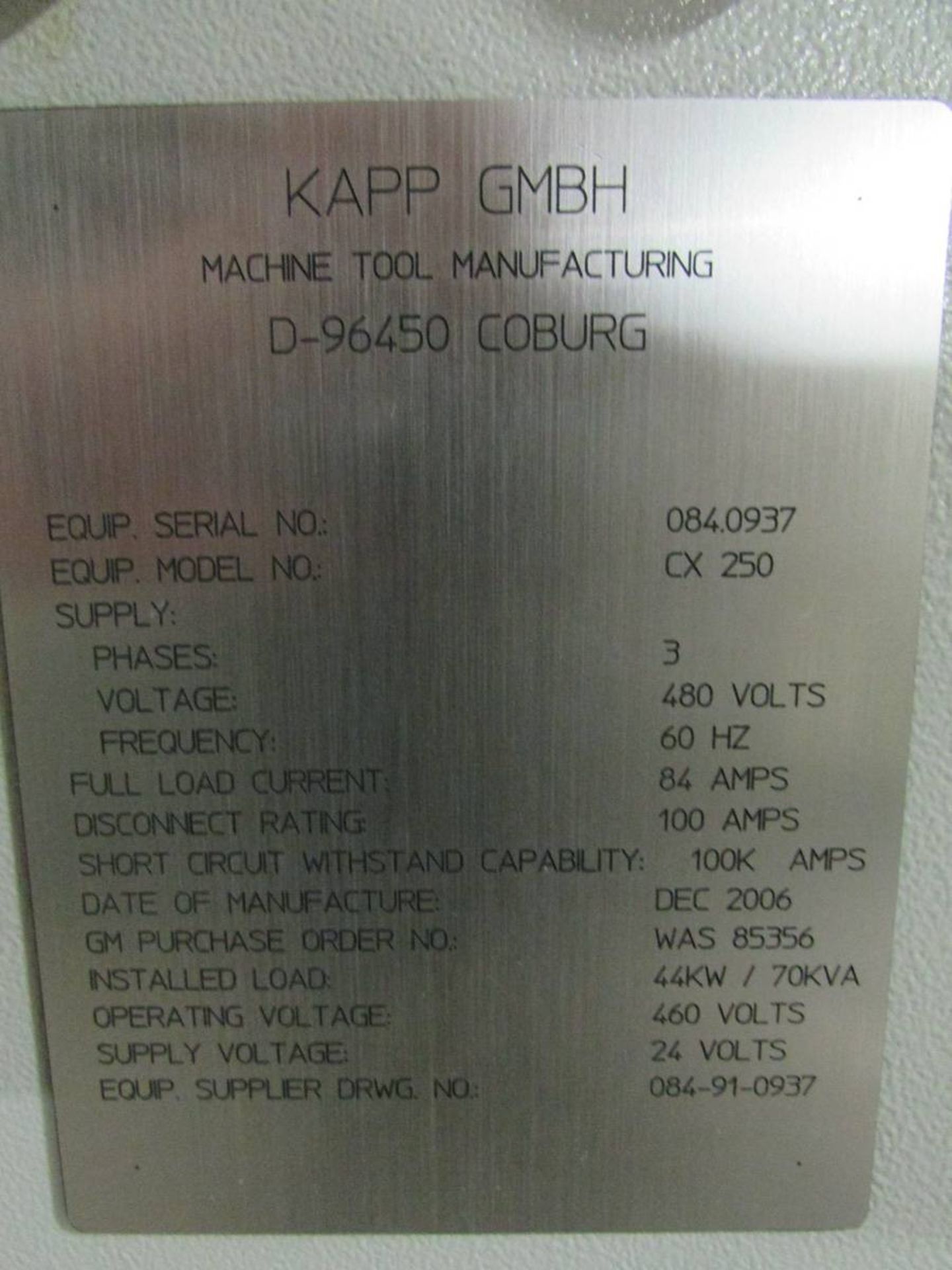 2006 Kapp CX 250 CNC Gear Honing Machine - Image 17 of 18