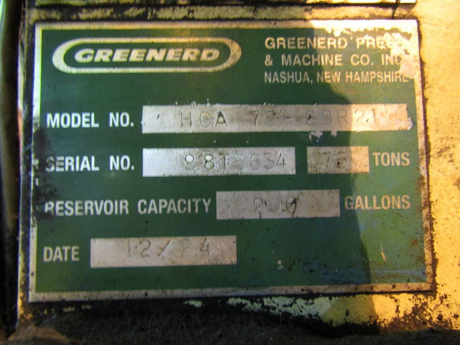 Greenard HCA-75-60R21 75-Ton Hydraulic Vertical Gap Frame Trim Press - Image 9 of 9