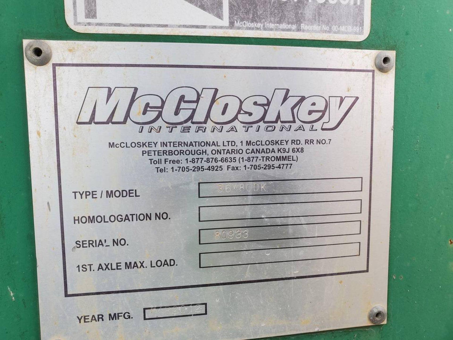 2012 McCloskey 3680DK Wheel Mounted Stacking Conveyor - Image 9 of 9