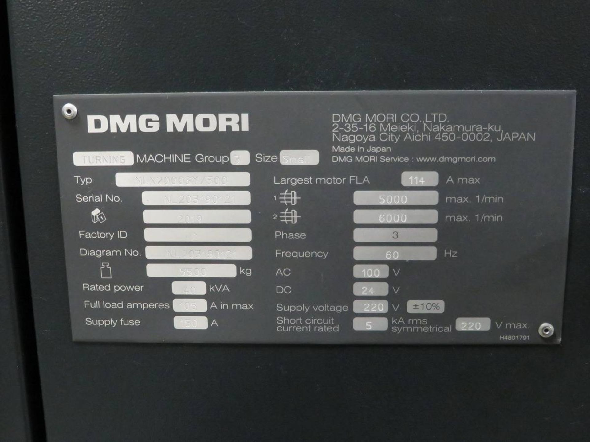 2019 DMG Mori NLX2000SY/500 CNC Turning Center - Image 9 of 10