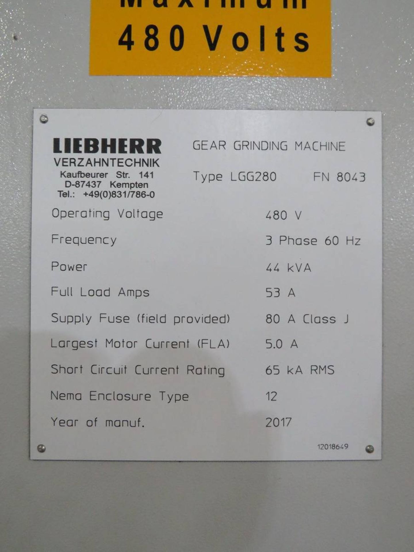 2017 Liebherr LGG 280 CNC Gear Grinder - Image 7 of 13